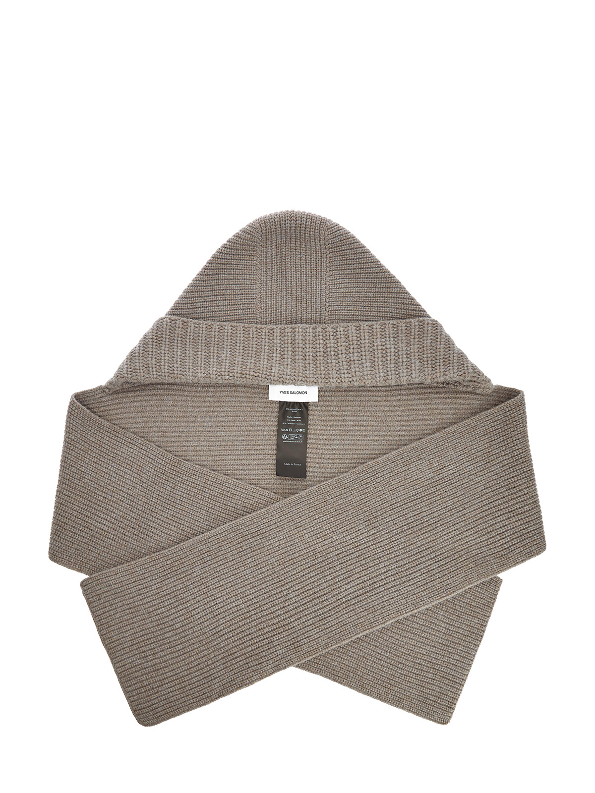 

Капор из шерсти и кашемира английской вязки, Серый, Капор из шерсти и кашемира английской вязки