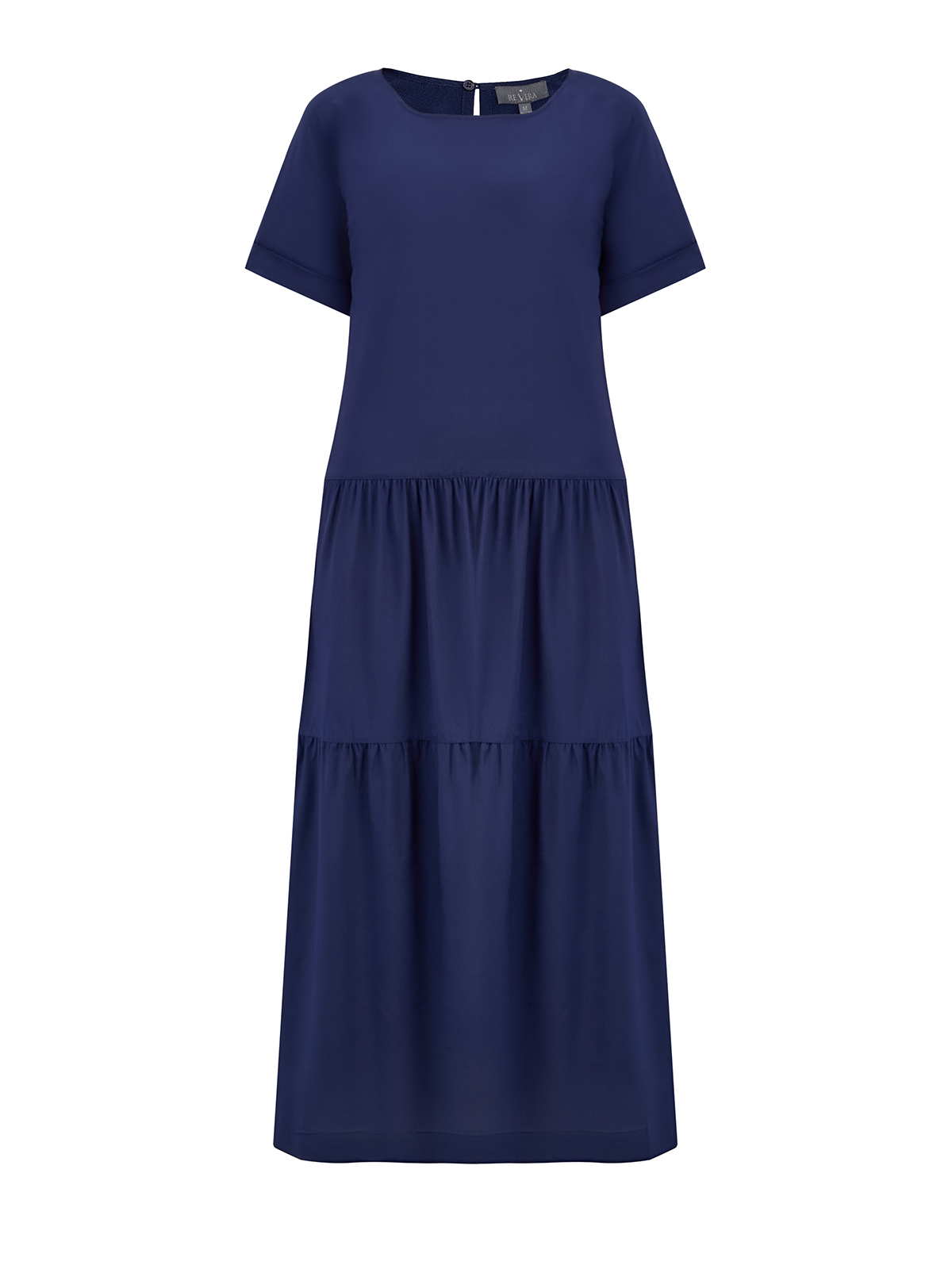 Платье-макси из легкого струящегося шелка с объемным подолом RE VERA, цвет синий, размер M;L;XL