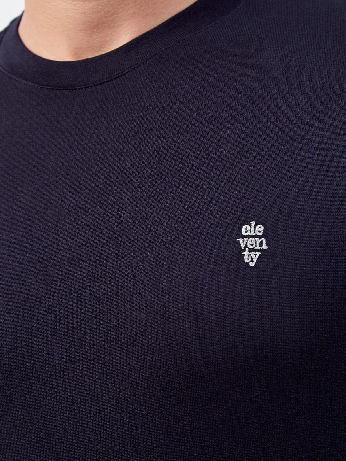 Хлопковая футболка в оттенке индиго с вышитым логотипом ELEVENTY, цвет синий, размер 46;48;50;52;54;56 - фото 5