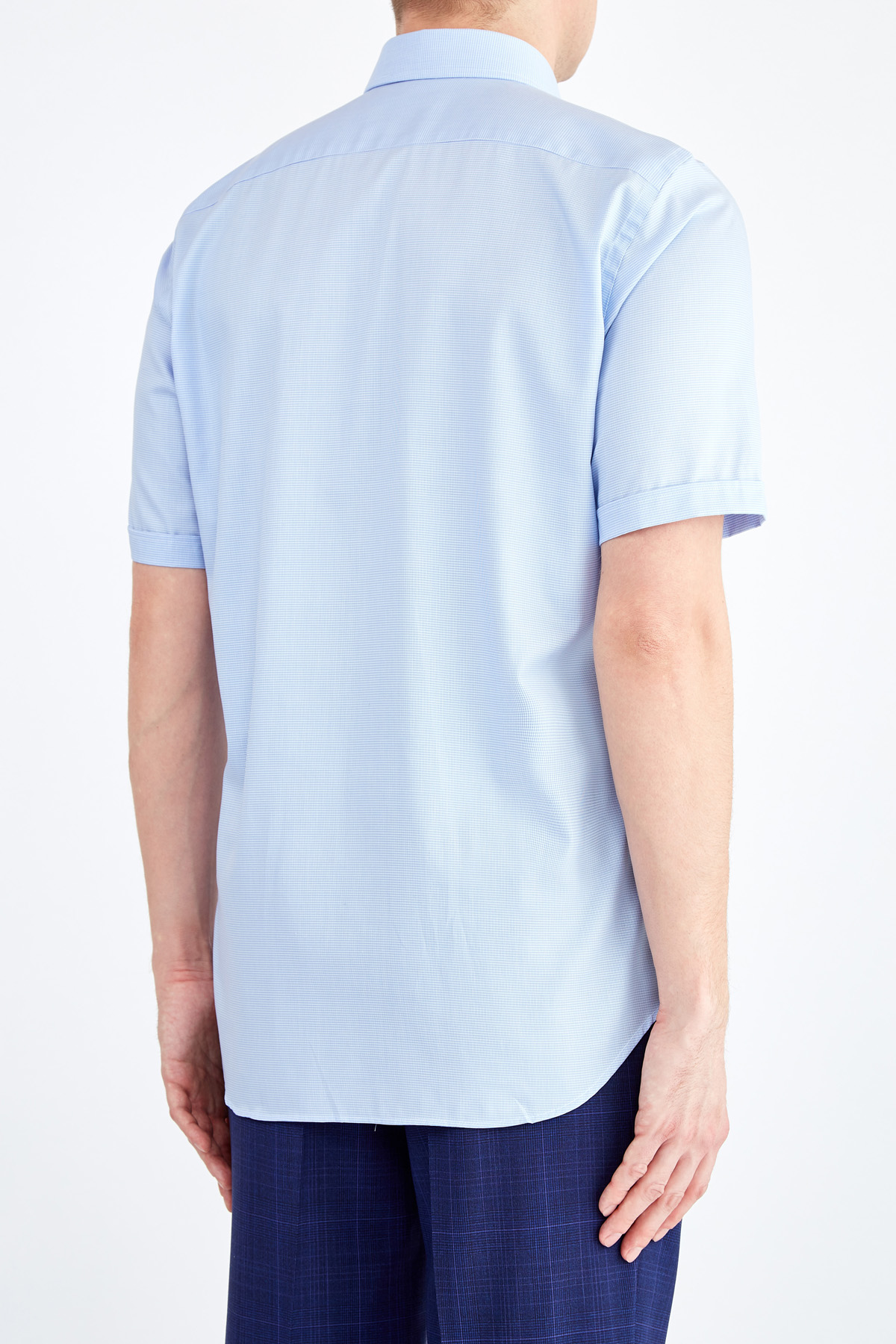 Рубашка с коротким рукавом из поплина Impeccabile CANALI, цвет голубой, размер 52 - фото 4