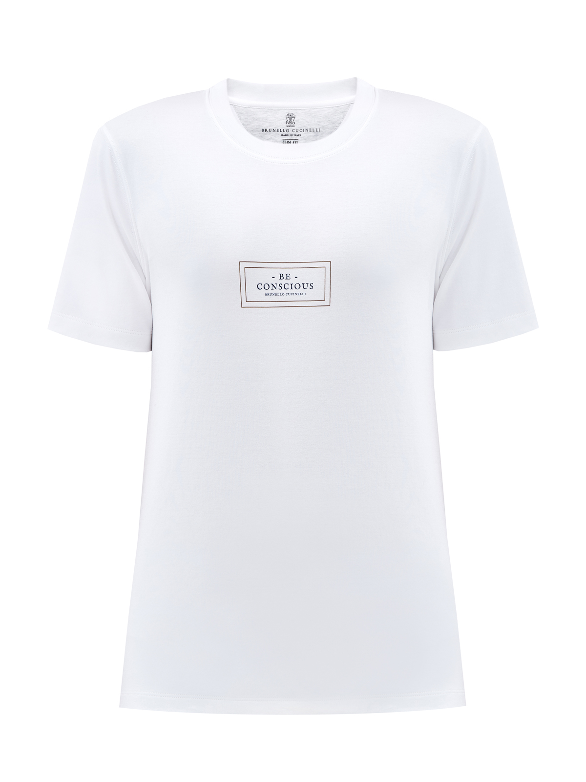 Белая футболка из джерси с минималистичным принтом BRUNELLO CUCINELLI, цвет белый, размер 46;52;56;50 - фото 1