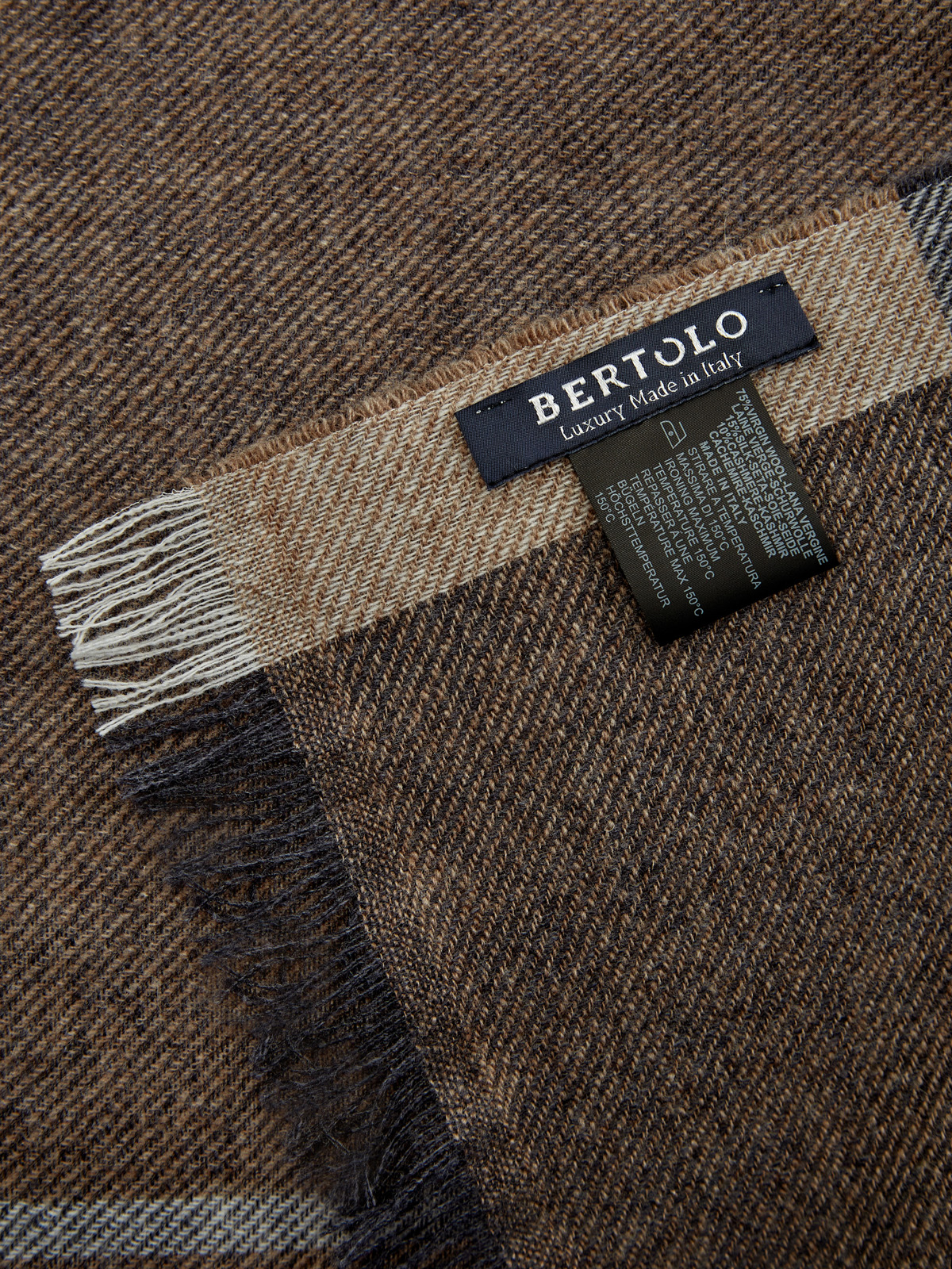 Теплый шерстяной шарф с волокнами шелка и кашемира BERTOLO CASHMERE, цвет коричневый, размер 58 - фото 3