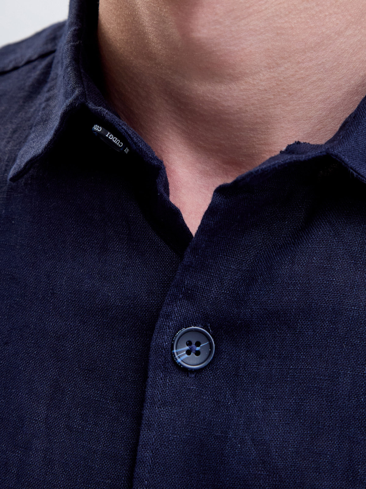 Льняная рубашка в стиле sprezzatura с длинными рукавами CUDGI, цвет синий, размер 50;52;54;58 - фото 5