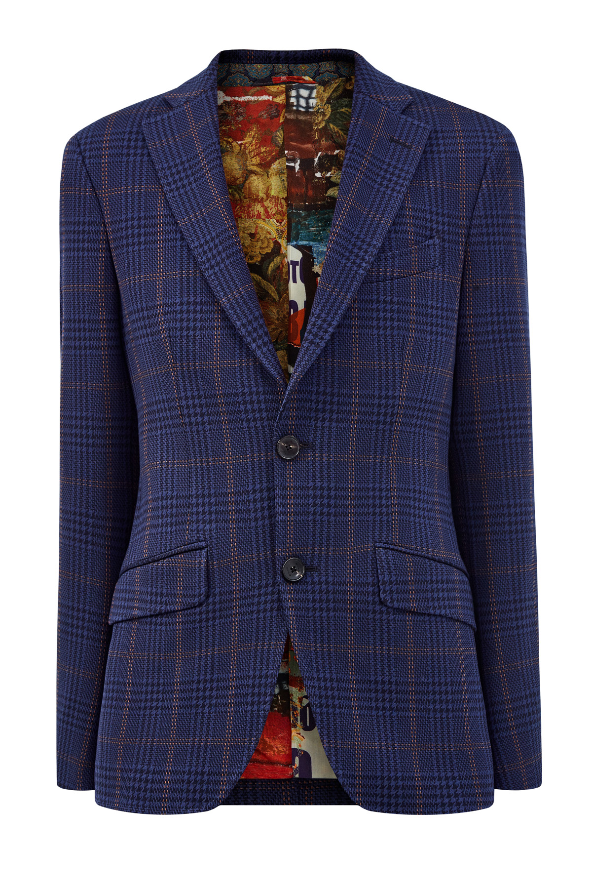 Пиджак из фактурного хлопка с контрастным подкладом ETRO, цвет синий, размер 50;52;54;56;48 - фото 1