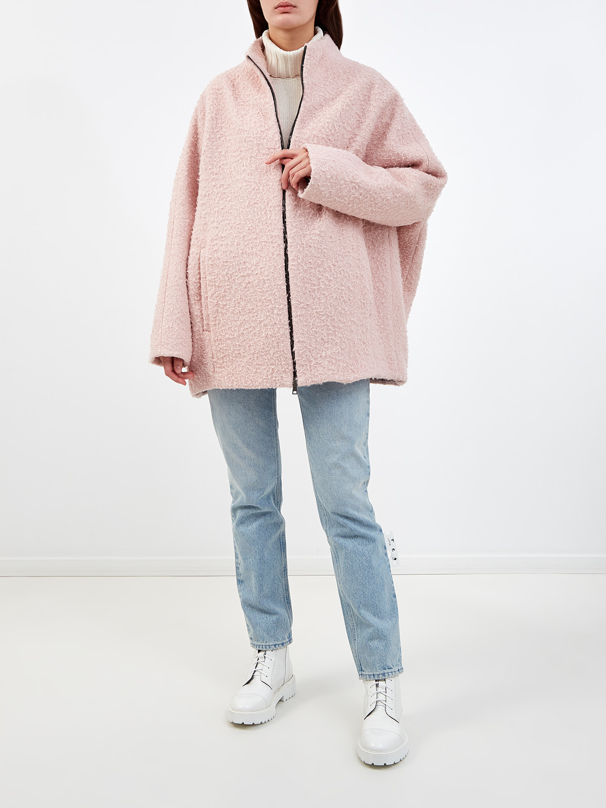 Пальто-oversize из фактурной шерсти и альпаки GIANFRANCO FERRE, цвет розовый, размер 40;42;44 - фото 2