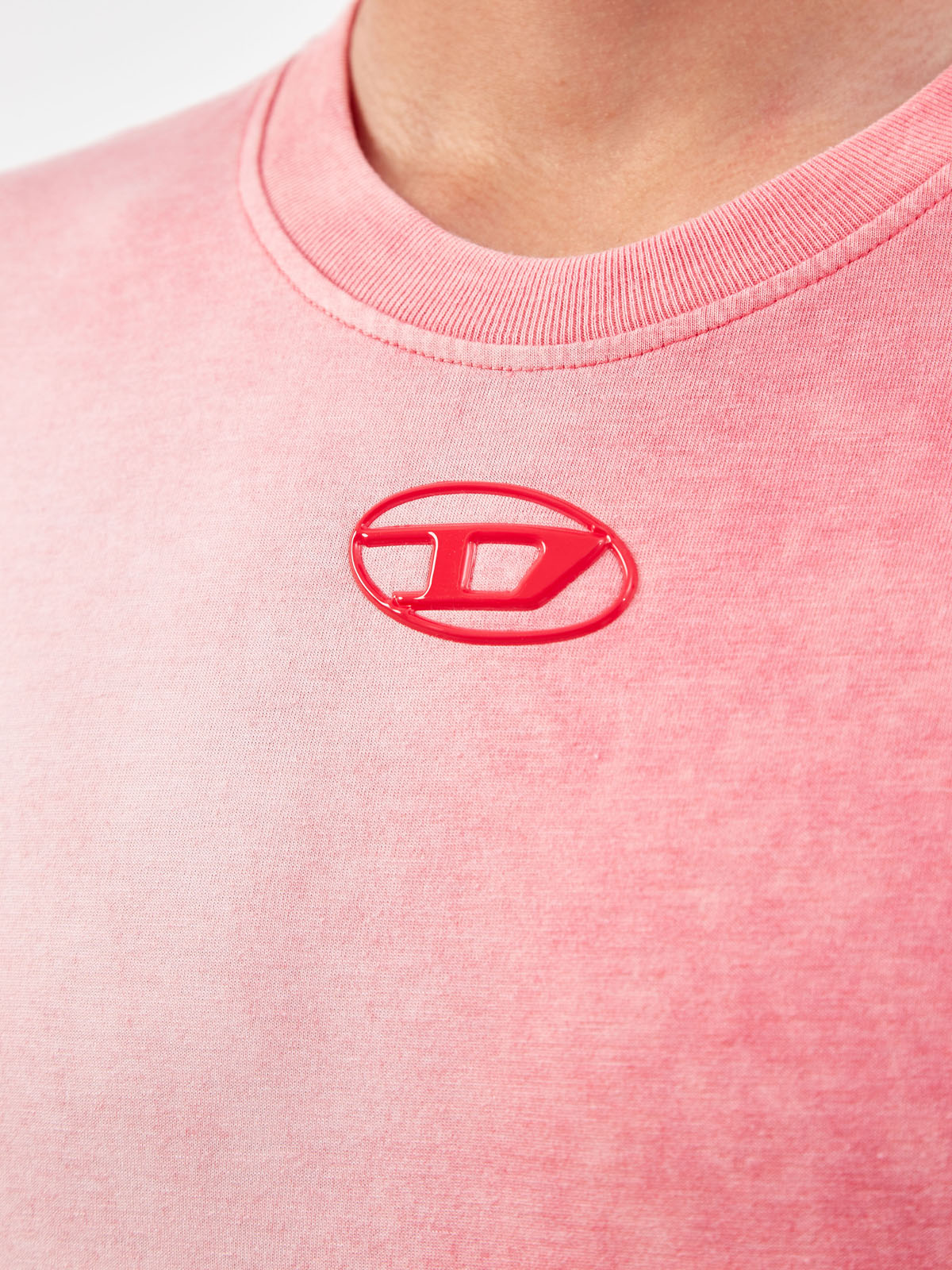 Футболка T-Just из окрашенного вручную хлопка с логотипом DIESEL, цвет розовый, размер L;XL;S - фото 5