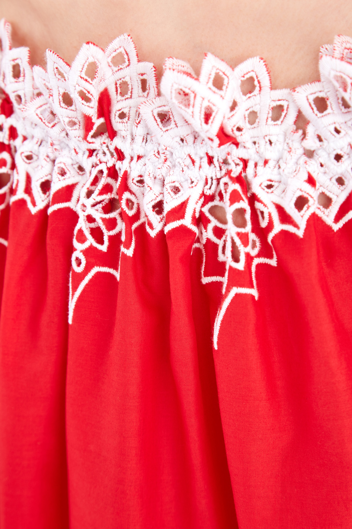 Платье-трапеция с кружевной вышивкой и пышными рукавами ERMANNO SCERVINO, цвет красный, размер 42 - фото 5