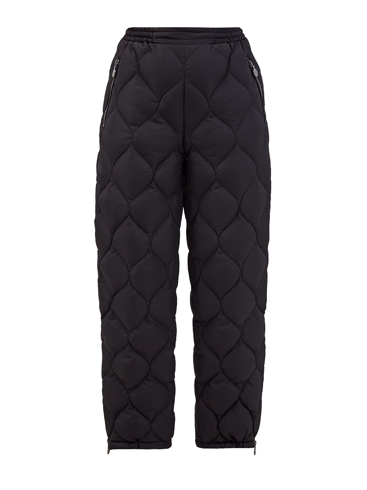 Пуховые стеганые брюки с разрезами на молниях NAUMI черного цвета