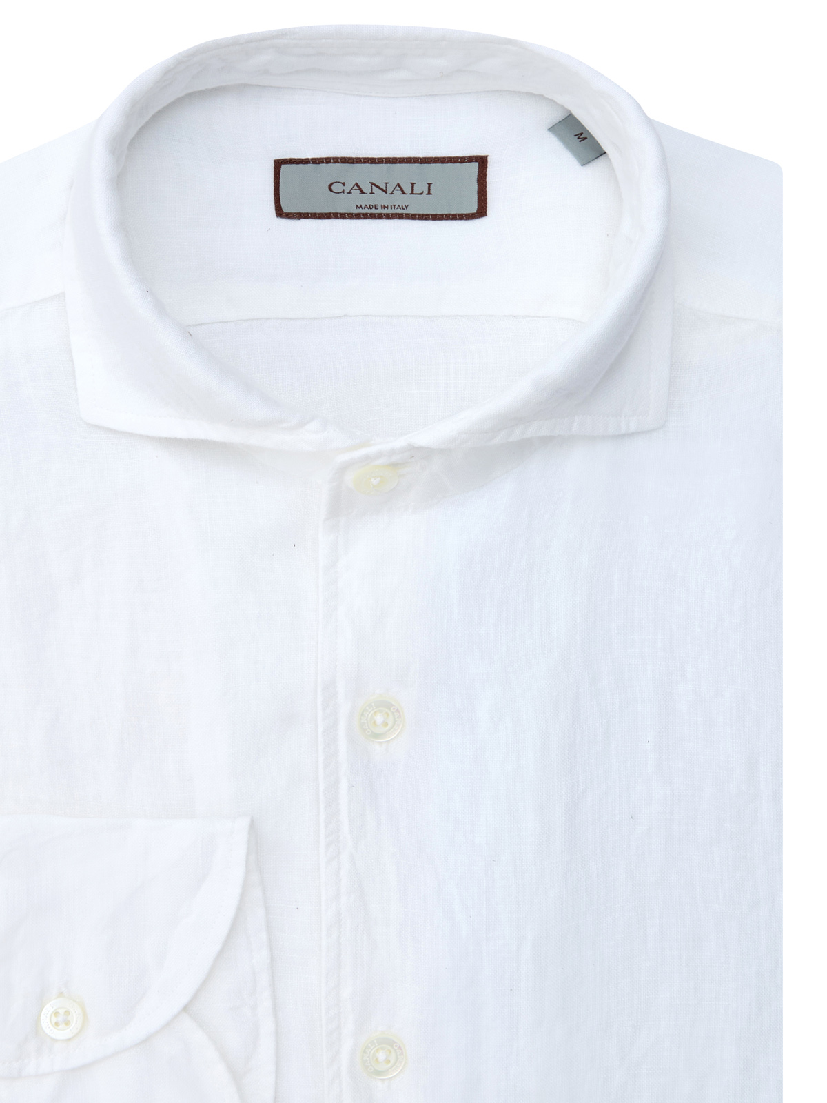 Белая льняная рубашка в классическом стиле CANALI, цвет белый, размер 48;50;52 - фото 2