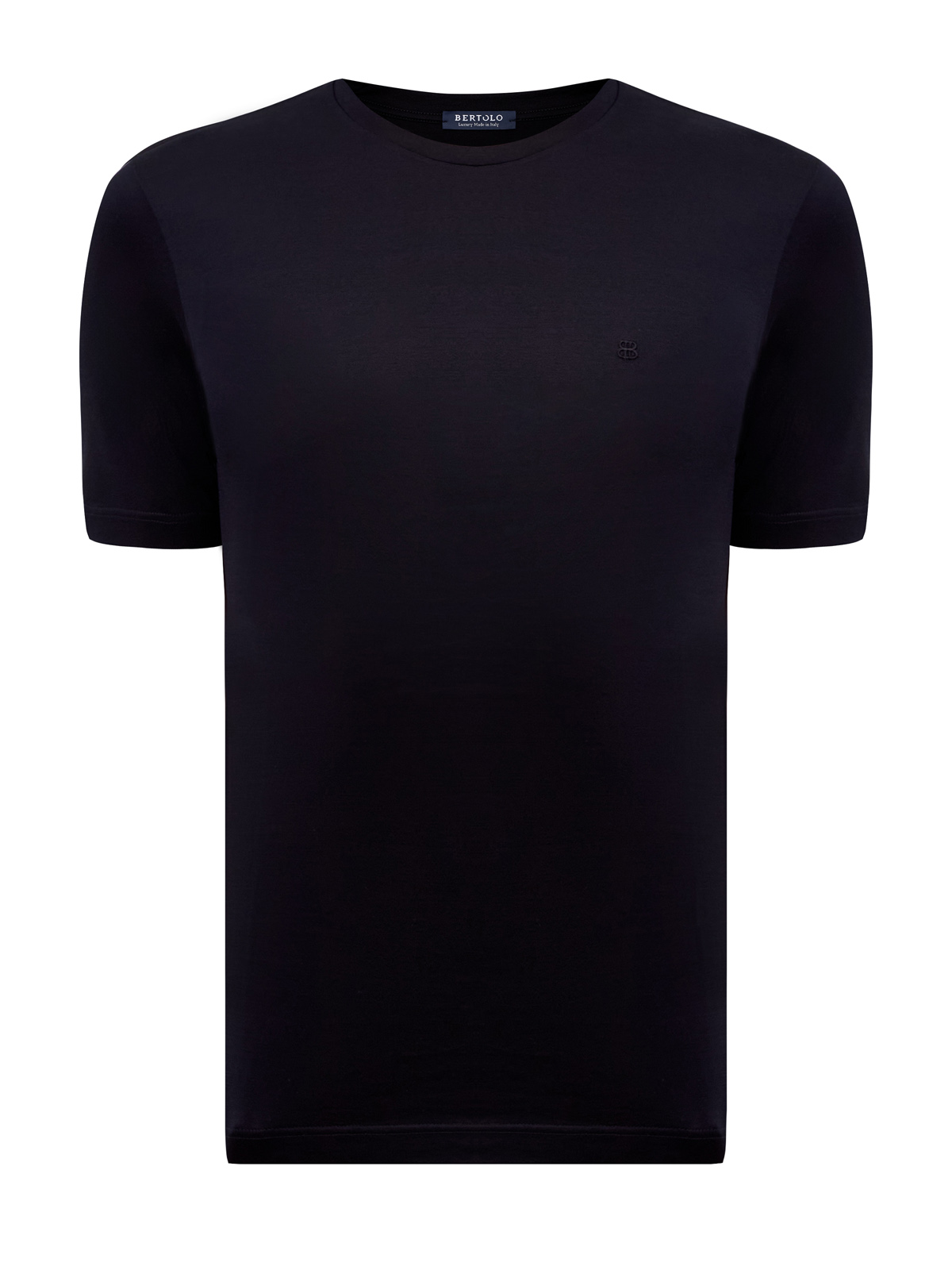 Однотонная футболка из хлопкового джерси с микро-логотипом в тон BERTOLO, цвет черный, размер 50;52;54;56;58;60;62;64 - фото 1
