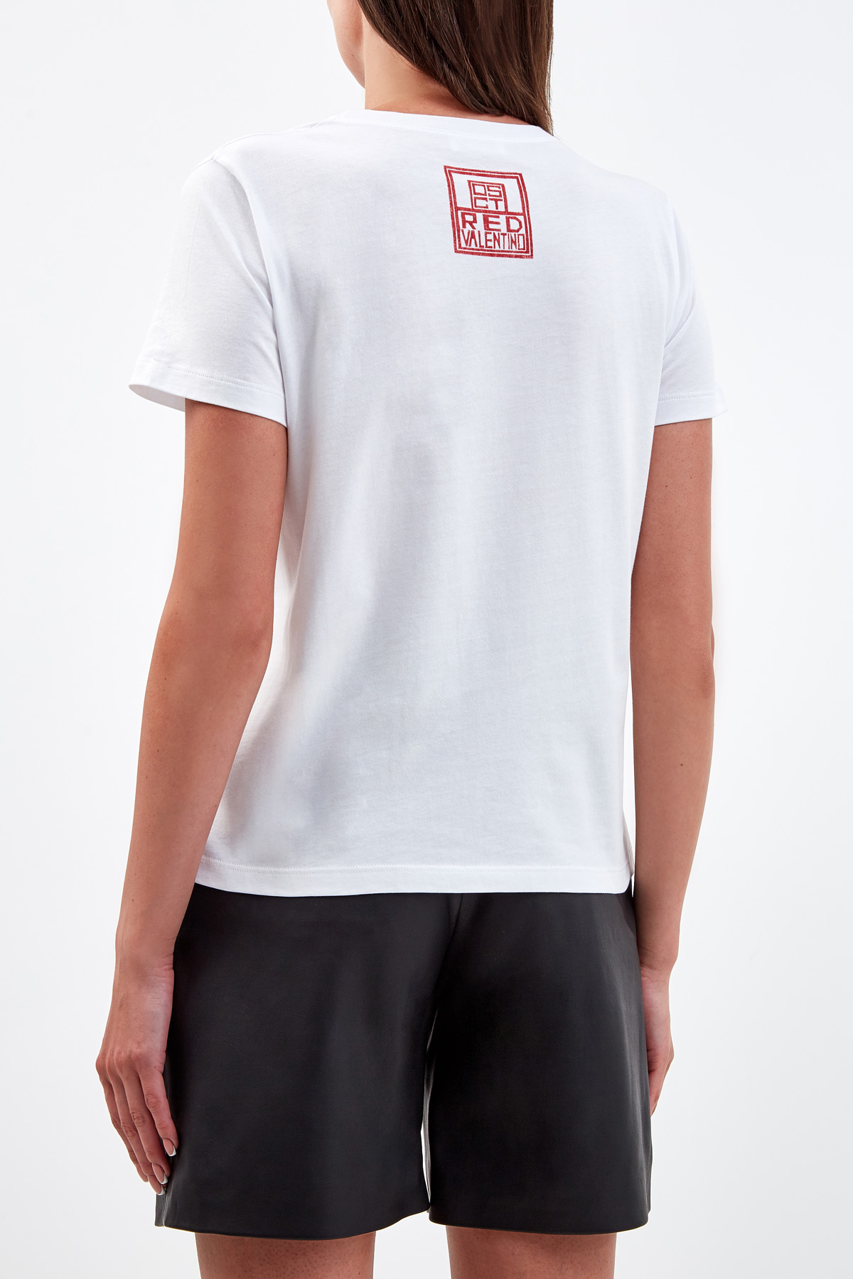 Хлопковая футболка с короткими рукавами и фирменным принтом Butterfly REDVALENTINO, цвет белый, размер XL;M - фото 4