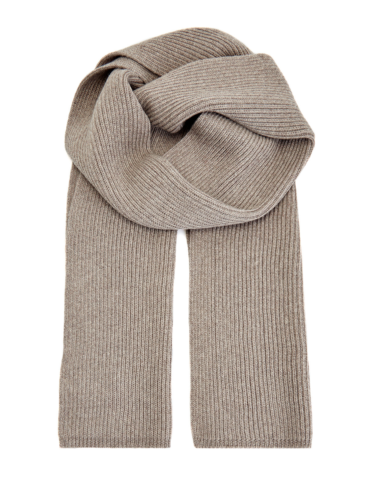 Лаконичный шарф фактурной вязки из шерсти CANALI, цвет бежевый, размер 40;42;44 - фото 1