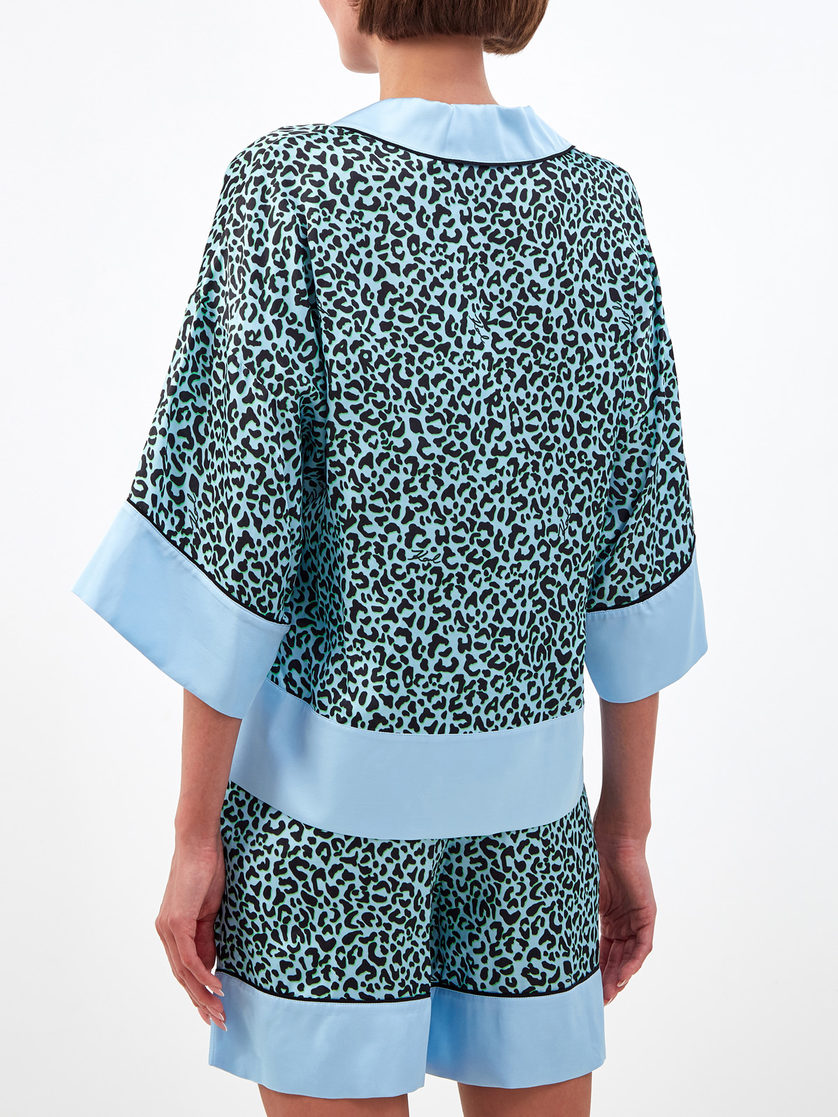 Блуза в пижамном стиле с анималистичным паттерном KARL LAGERFELD, цвет голубой, размер XS;M;L;S - фото 4