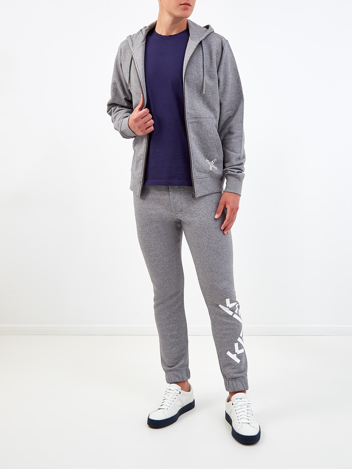 Спортивные брюки-джоггеры из плотного хлопка KENZO, цвет серый, размер L;S - фото 2