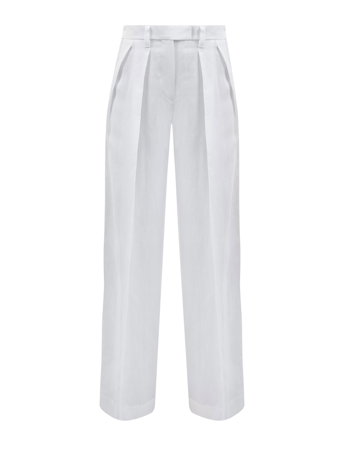Свободные брюки Wide Sartorial из вискозно-льняного твила Fluid BRUNELLO CUCINELLI, цвет белый, размер 38;40;42;44;46