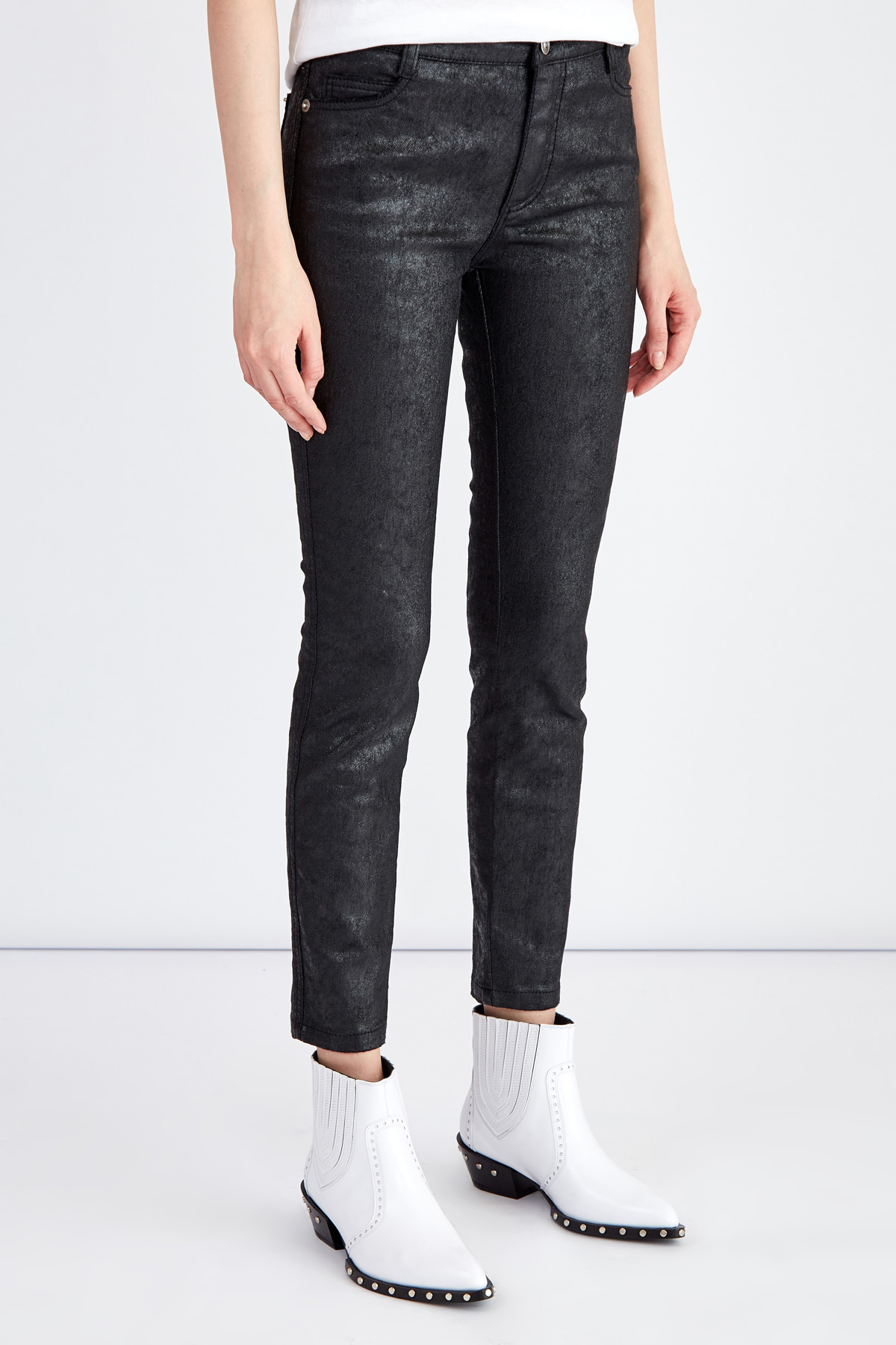 Укороченные джинсы с мерцающим напылением и эффектом Photoshop ERMANNO SCERVINO, цвет черный, размер 42;44 - фото 3