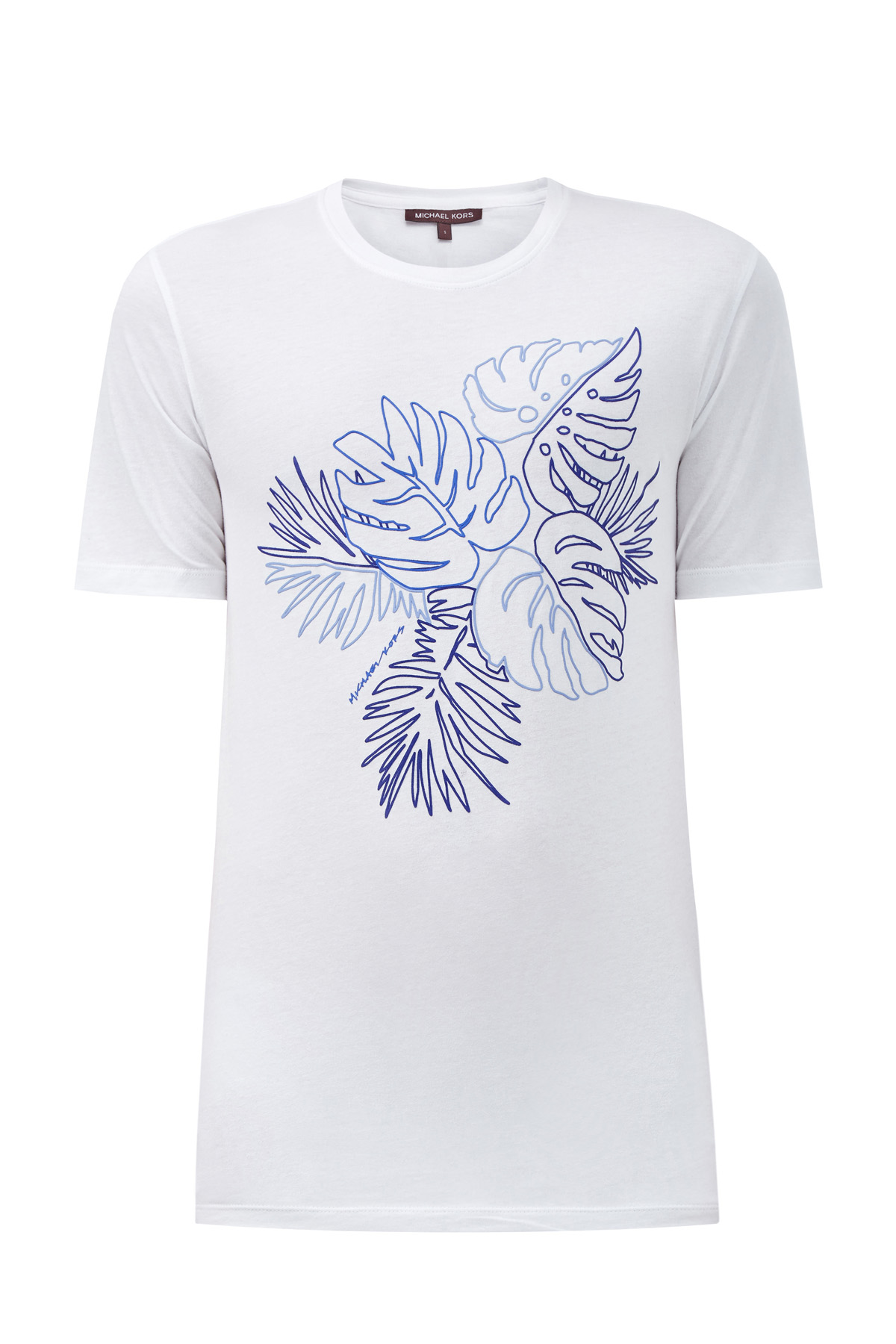 Хлопковая футболка с объемным принтом MICHAEL KORS, цвет белый, размер XL;2XL - фото 1
