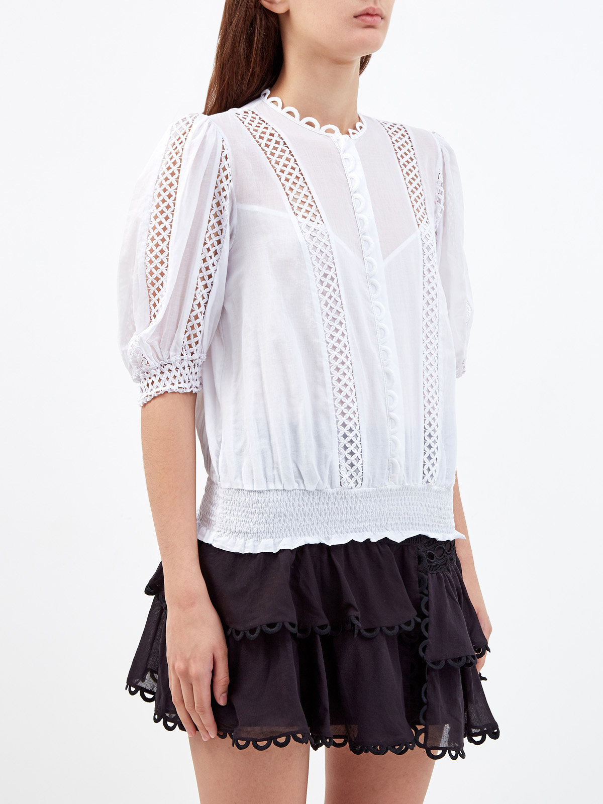 Легкая блуза Estela с ажурной вышивкой в тон CHARO RUIZ IBIZA, цвет белый, размер S;M;L;XL - фото 3