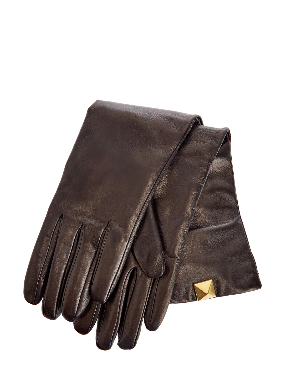 Перчатки Roman Stud из гладкой кожи наппа VALENTINO GARAVANI, цвет коричневый, размер XS;M;L