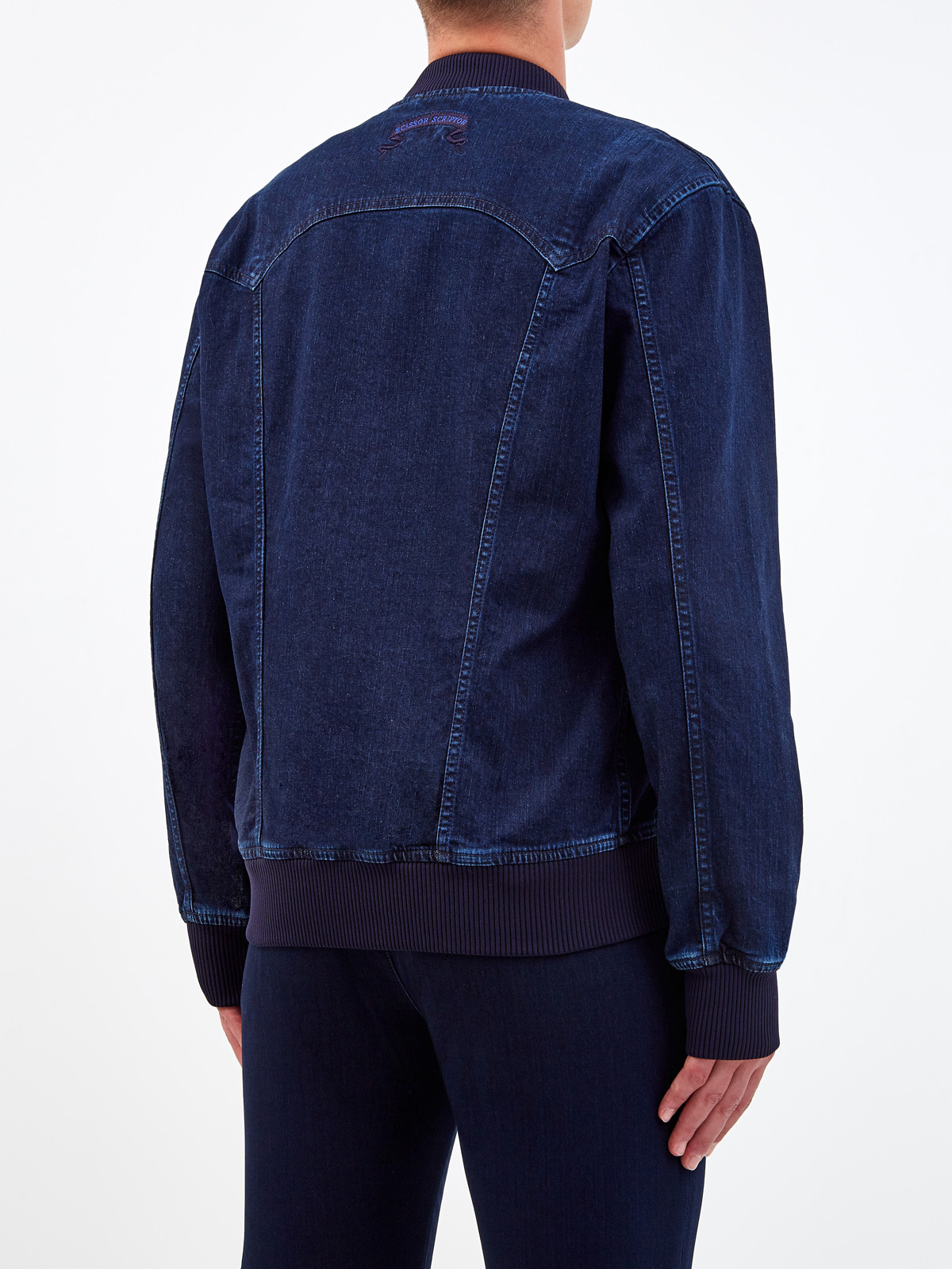 Куртка-бомбер ручной работы из японского денима kurabo SCISSOR SCRIPTOR, цвет синий, размер 54;56;58;50 - фото 4