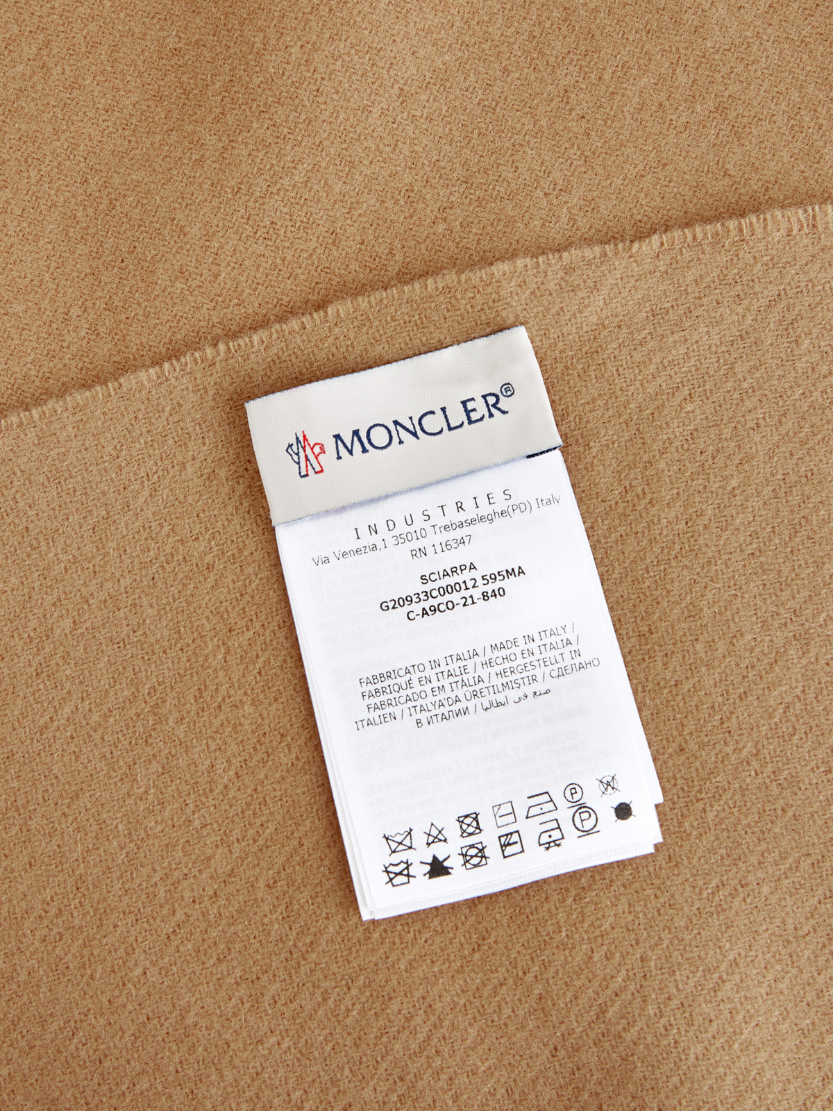 Шарф из мягкой шерсти с жаккардовым логотипом MONCLER, цвет бежевый, размер 36;36.5;37.5;38;38.5;39;40 - фото 4