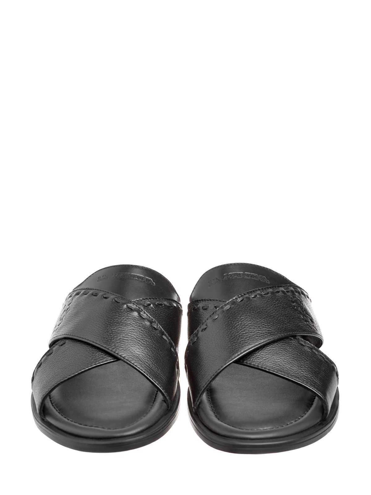 Пантолеты из крупнозернистой кожи с тисненым логотипом LA MARTINA, цвет черный, размер 39;40;43;42;44;45 - фото 6