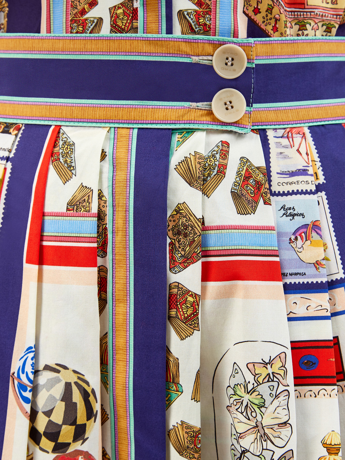 Юбка-клеш из хлопкового сатина с принтом patchwork ETRO, цвет мульти, размер 42;44;46;40 - фото 5