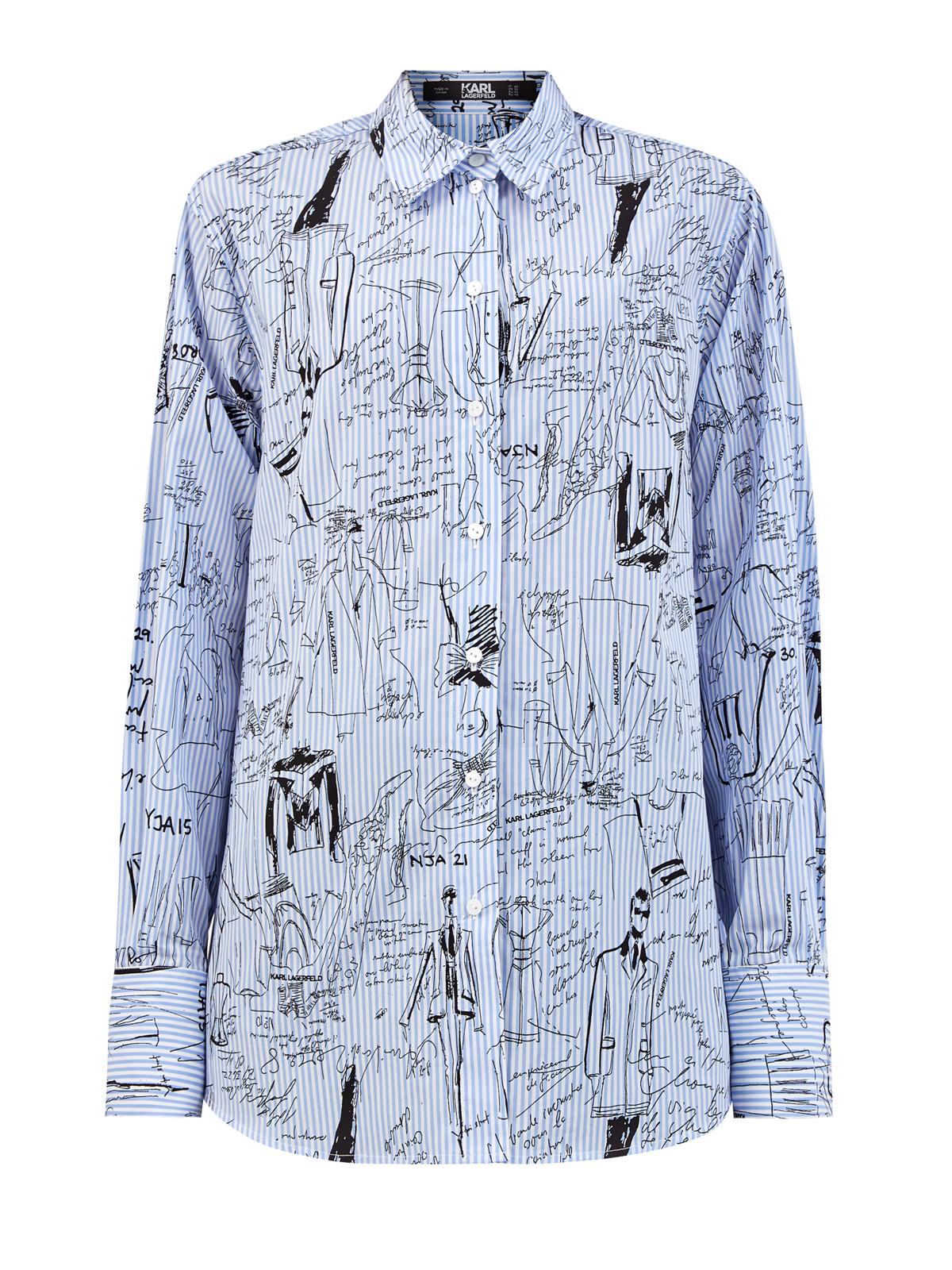 Рубашка с принтованными эскизами из коллекции Ultimate Icon KARL LAGERFELD, цвет голубой, размер S;M;L - фото 1