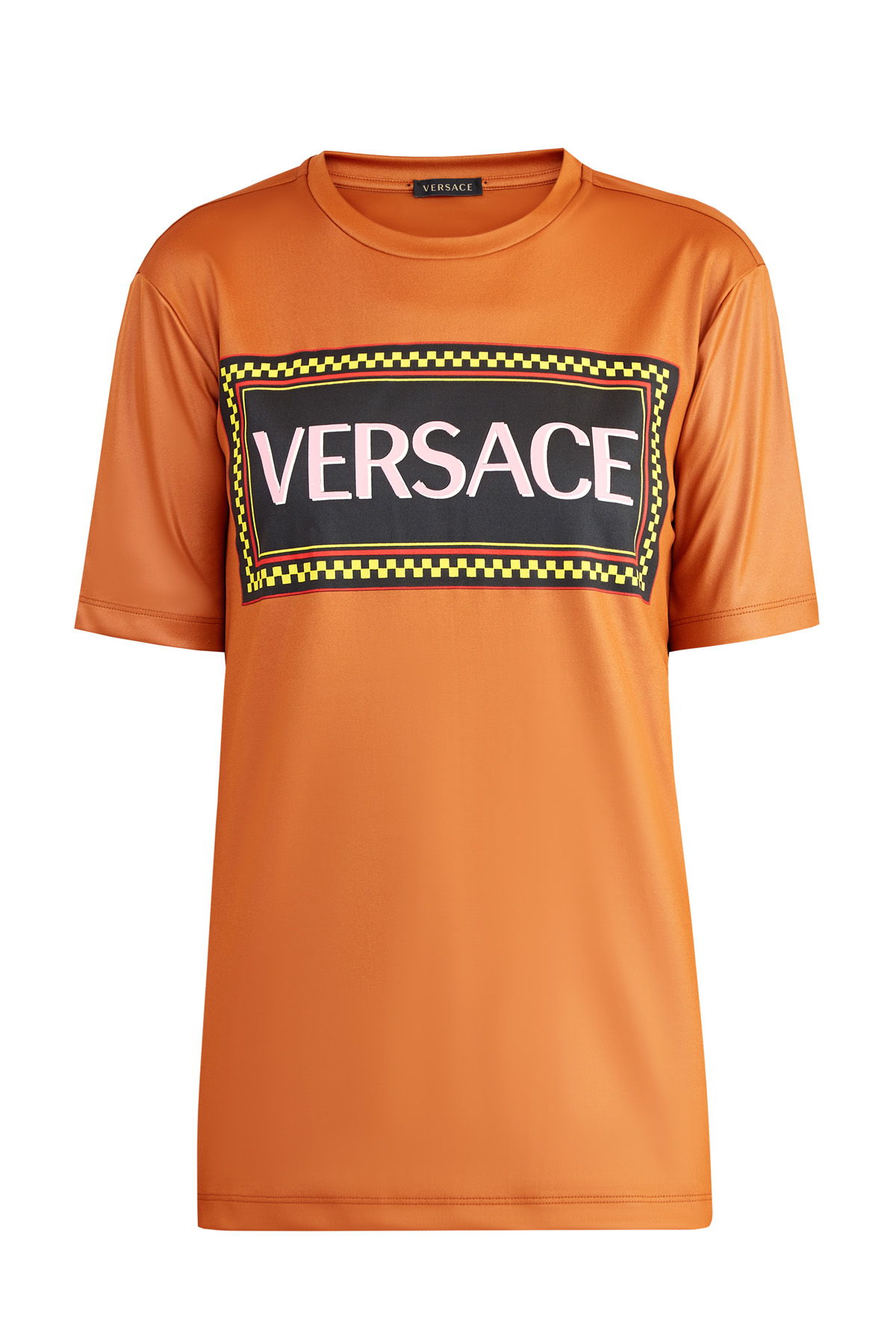 Футболка с отражающим полимерным напылением и архивным логотипом VERSACE, цвет оранжевый, размер 40;42 - фото 1
