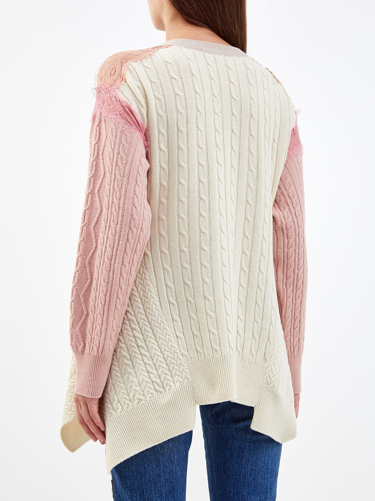 Шерстяной пуловер с объемным принтом и кружевом STELLA McCARTNEY, цвет розовый, размер 38;36 - фото 4