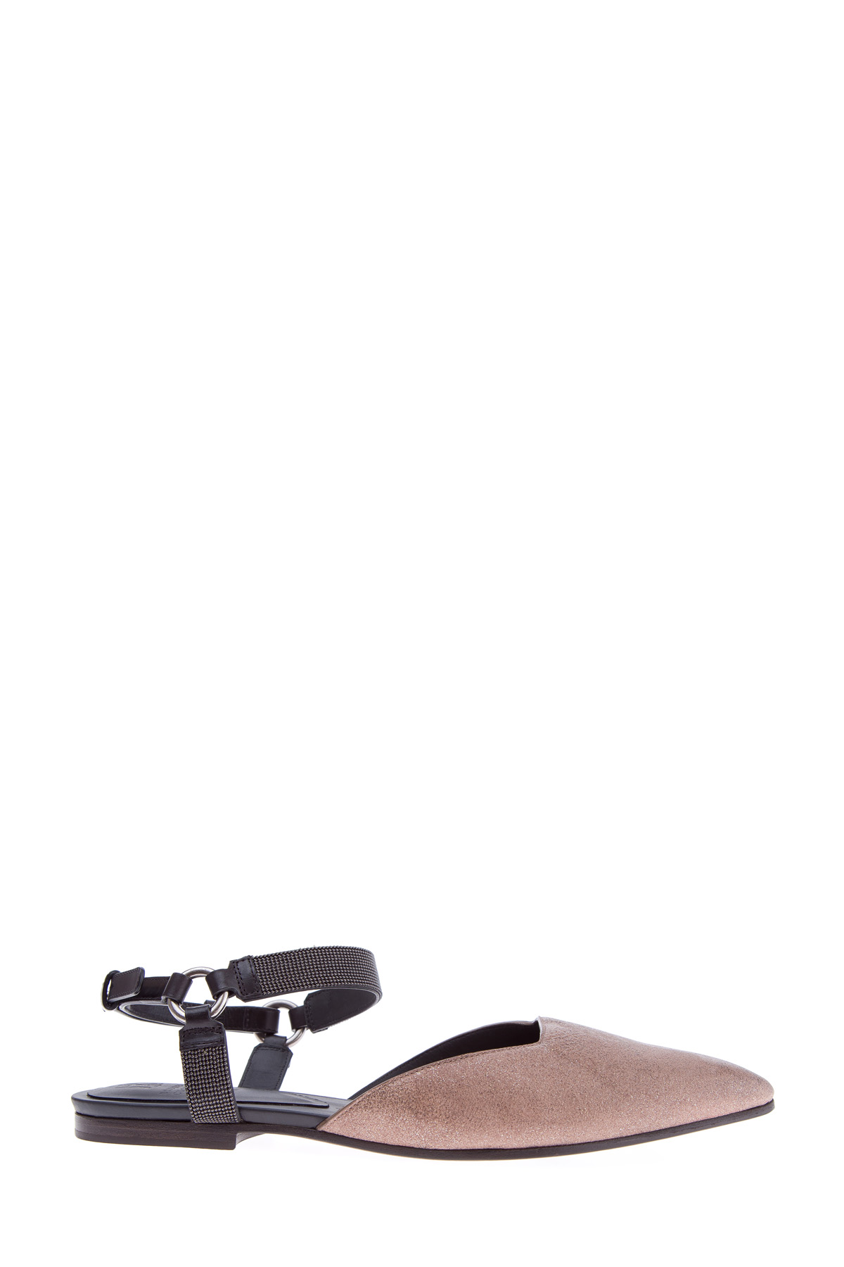 Балетки Shiny с ремешками на щиколотках BRUNELLO CUCINELLI, цвет бронзовый, размер 37.5;40;40.5