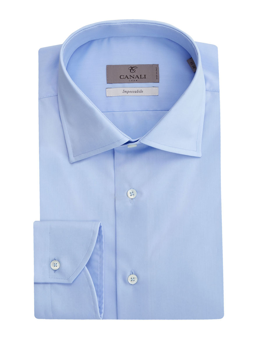 Классическая рубашка из поплина с обработкой Impeccabile CANALI, цвет голубой, размер 52;52;54;56;58 - фото 1