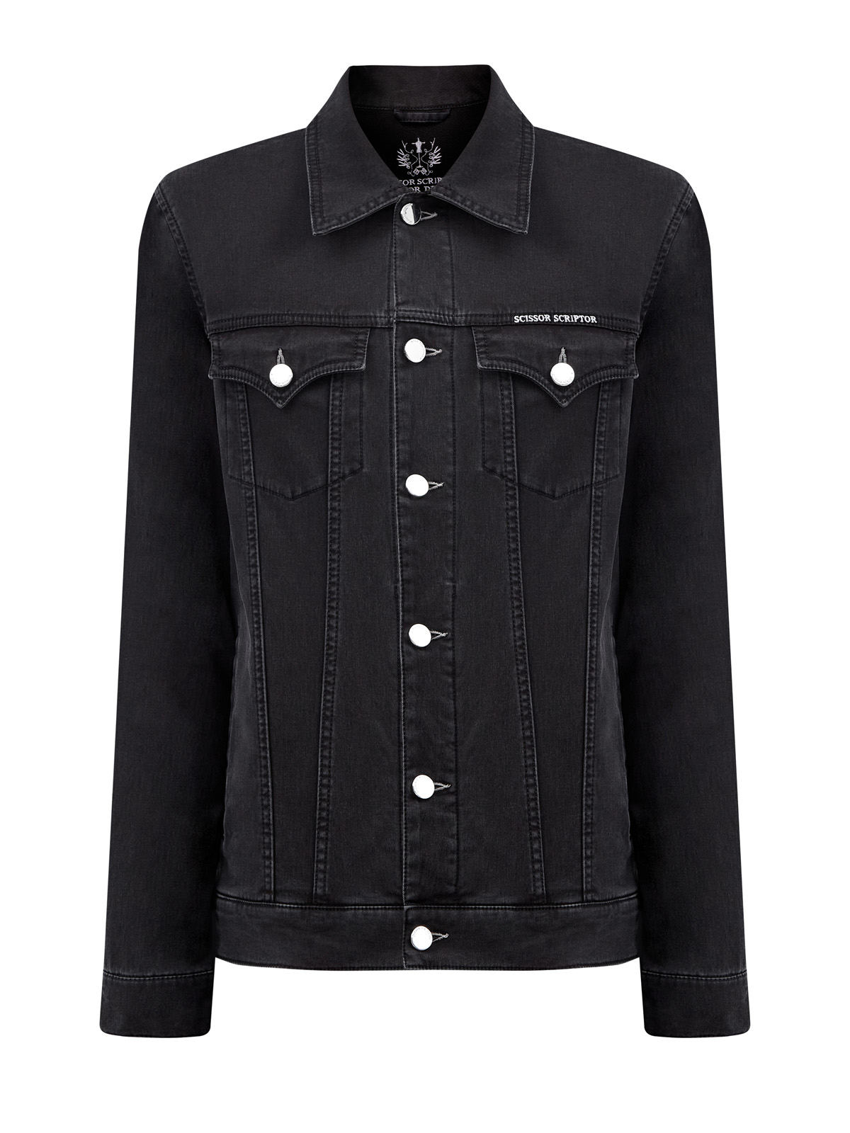 Куртка из окрашенного вручную японского денима с литой фурнитурой SCISSOR SCRIPTOR, цвет черный, размер 50;52;54;56;58 - фото 1