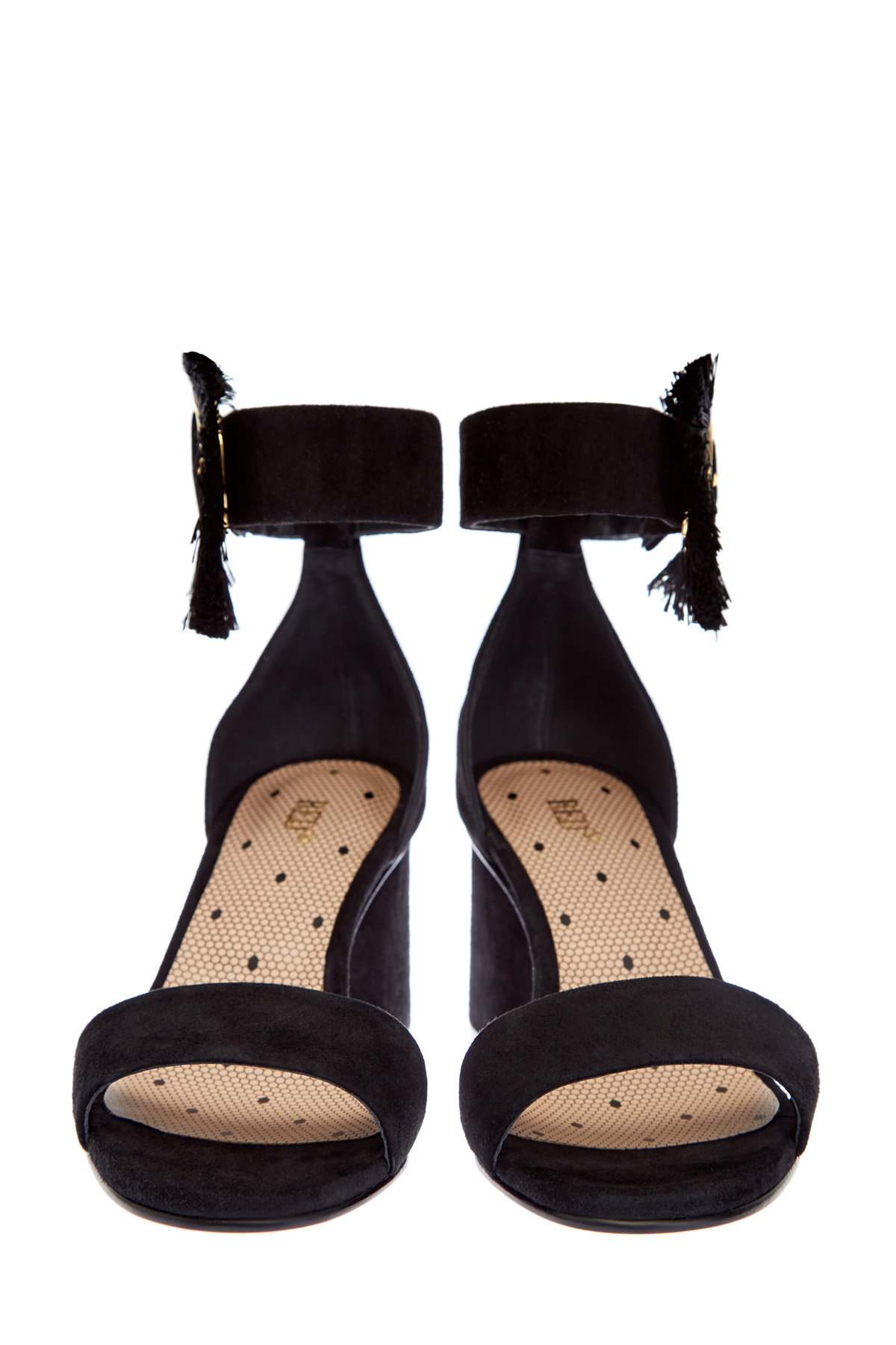Босоножки из бархатистой замши на устойчивом каблуке REDVALENTINO, цвет черный, размер 38;38.5;39;39.5 - фото 6