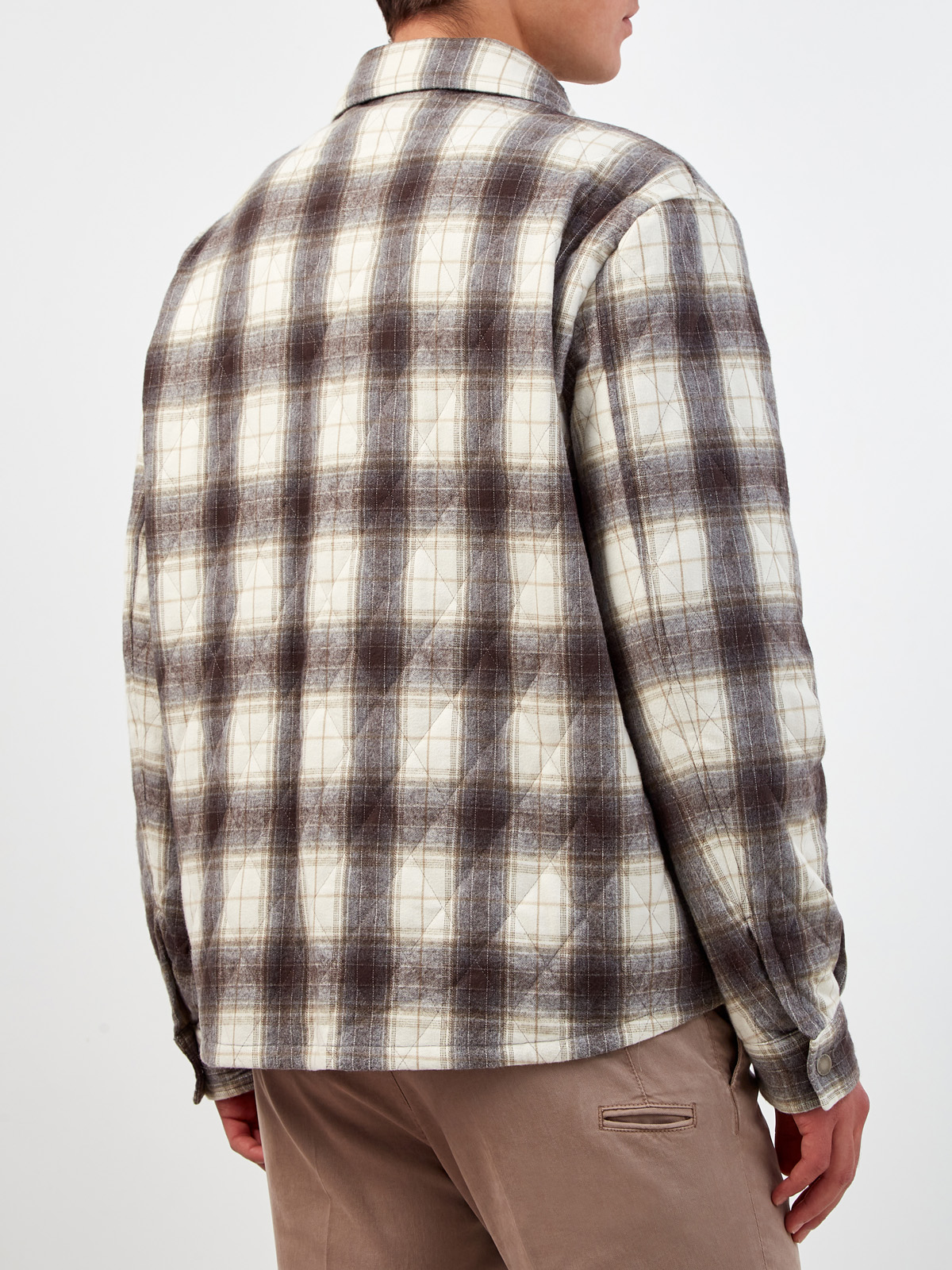 Куртка-рубашка из плотного хлопка с принтом в клетку PESERICO, цвет мульти, размер 48;50;52;54 - фото 4