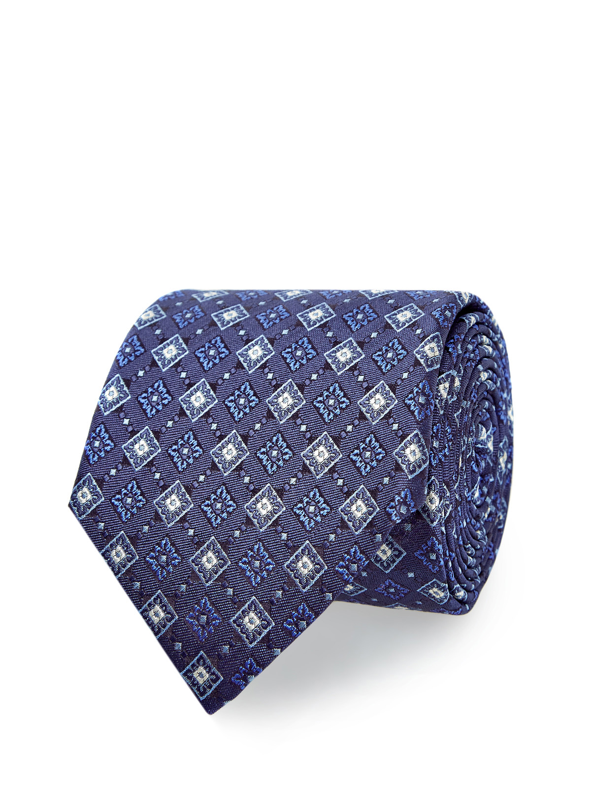 Галстук из шелкового жаккарда с вышивкой ручной работы CANALI, цвет синий, размер 42;44;46;48;50;40