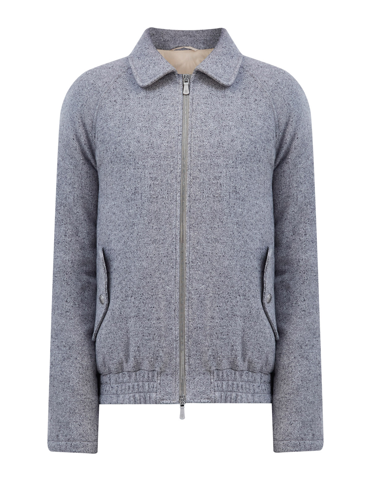 Пуховая куртка-бомбер из меланжевого кашемира и шелка 323010₽