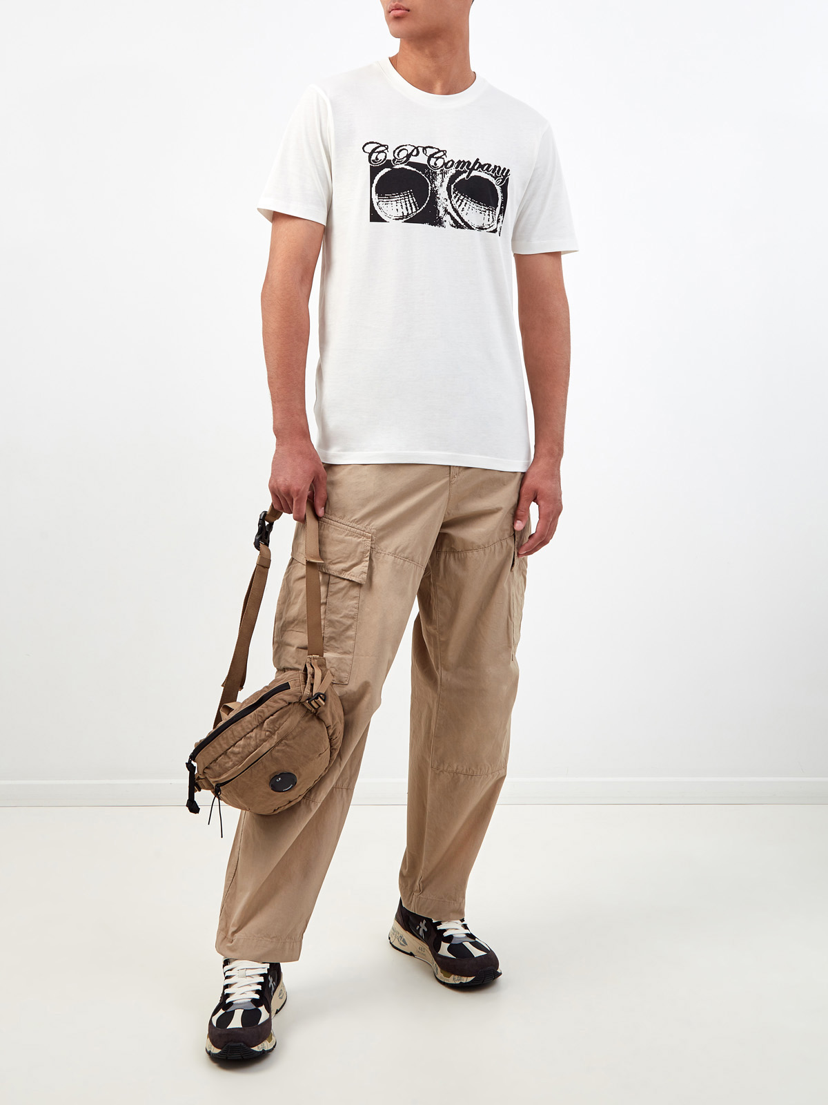 Хлопковая футболка с контрастным принтом Goggle C.P.COMPANY, цвет белый, размер S;XL;2XL;M - фото 2