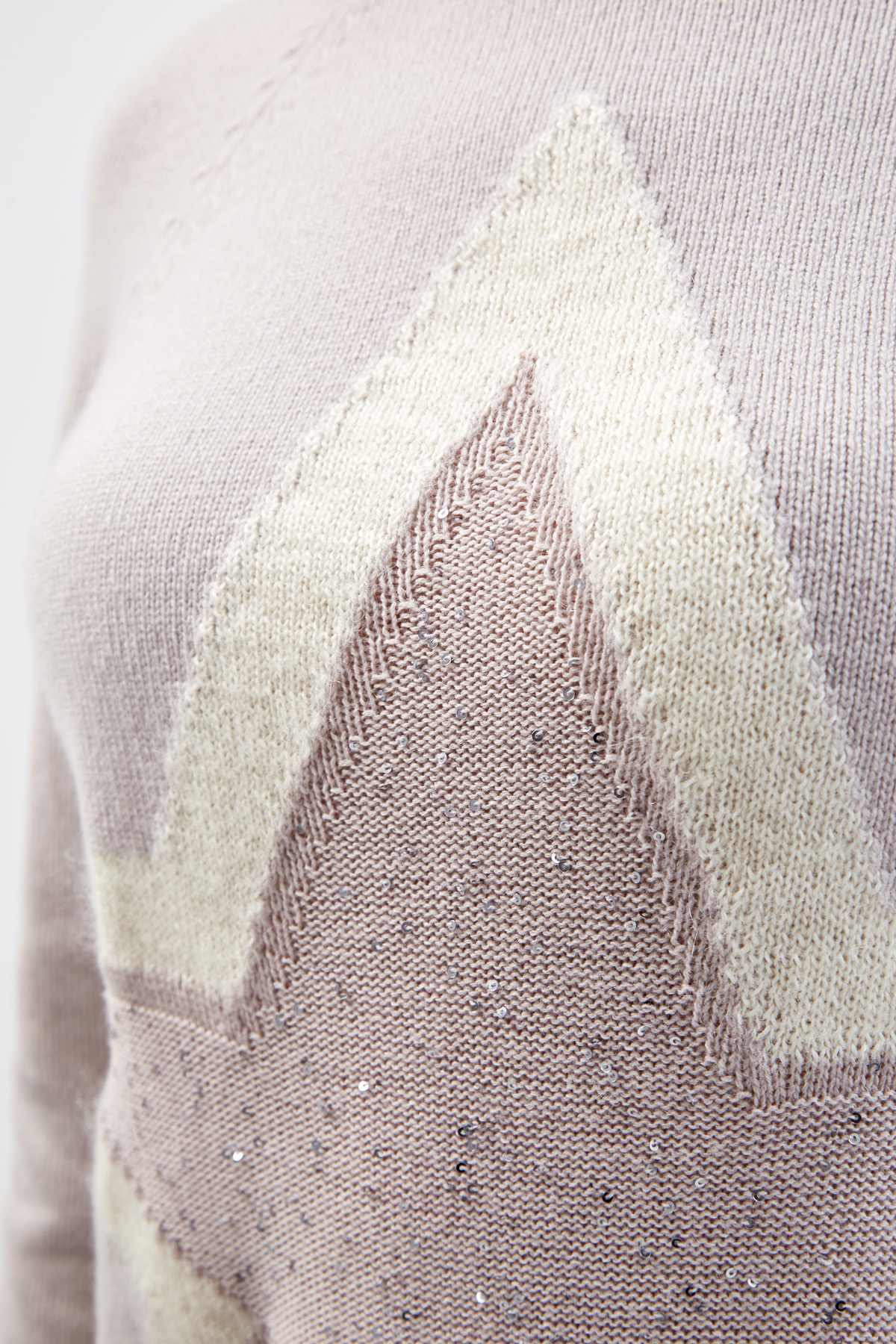 Джемпер из шерсти и кашемира с фактурным вязаным узором LORENA ANTONIAZZI, цвет бежевый, размер 38;40;42;44 - фото 5