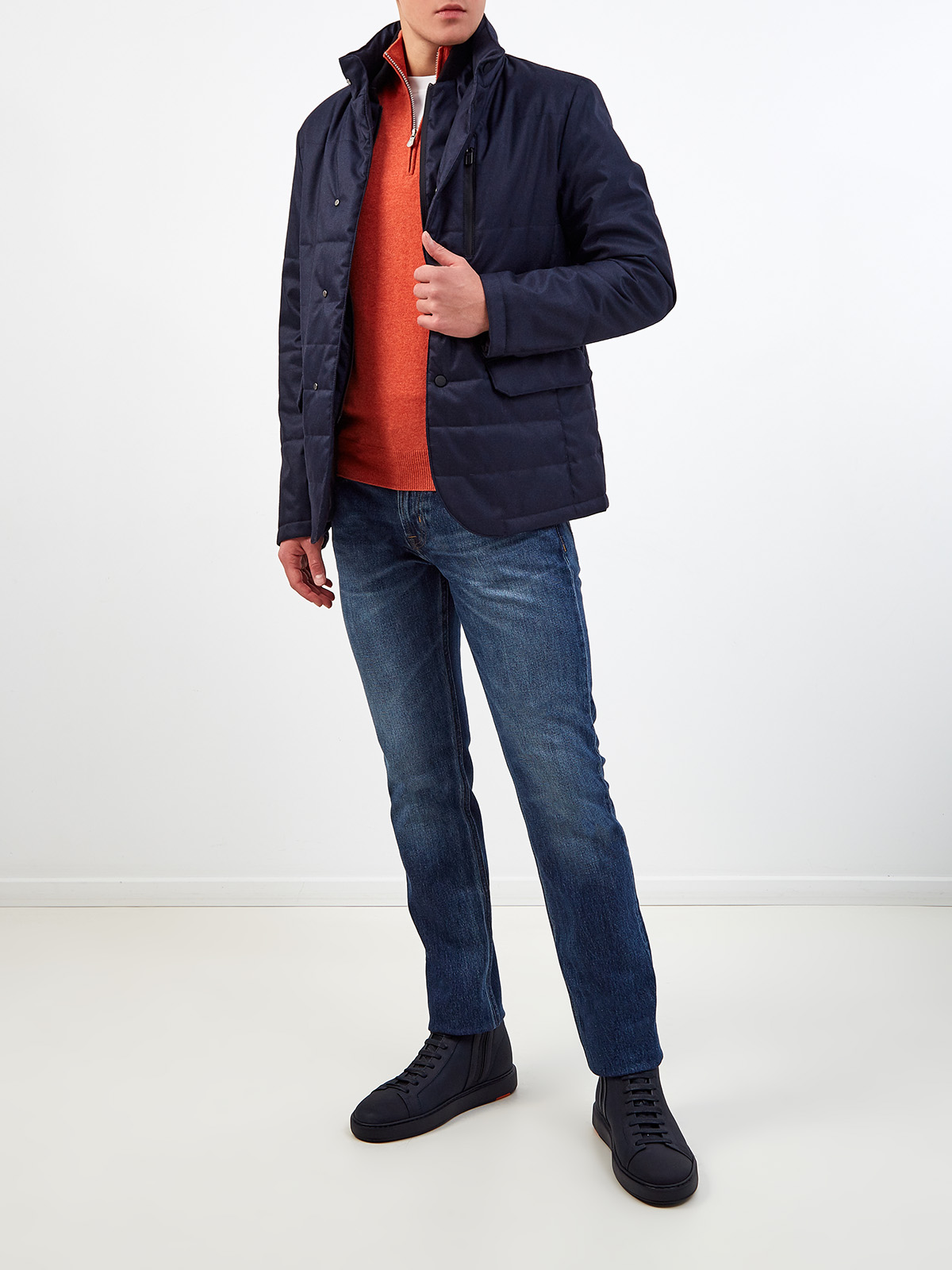Утепленная стеганая куртка с потайным капюшоном CANALI, цвет синий, размер 48;50;52;54;56;58;60 - фото 2