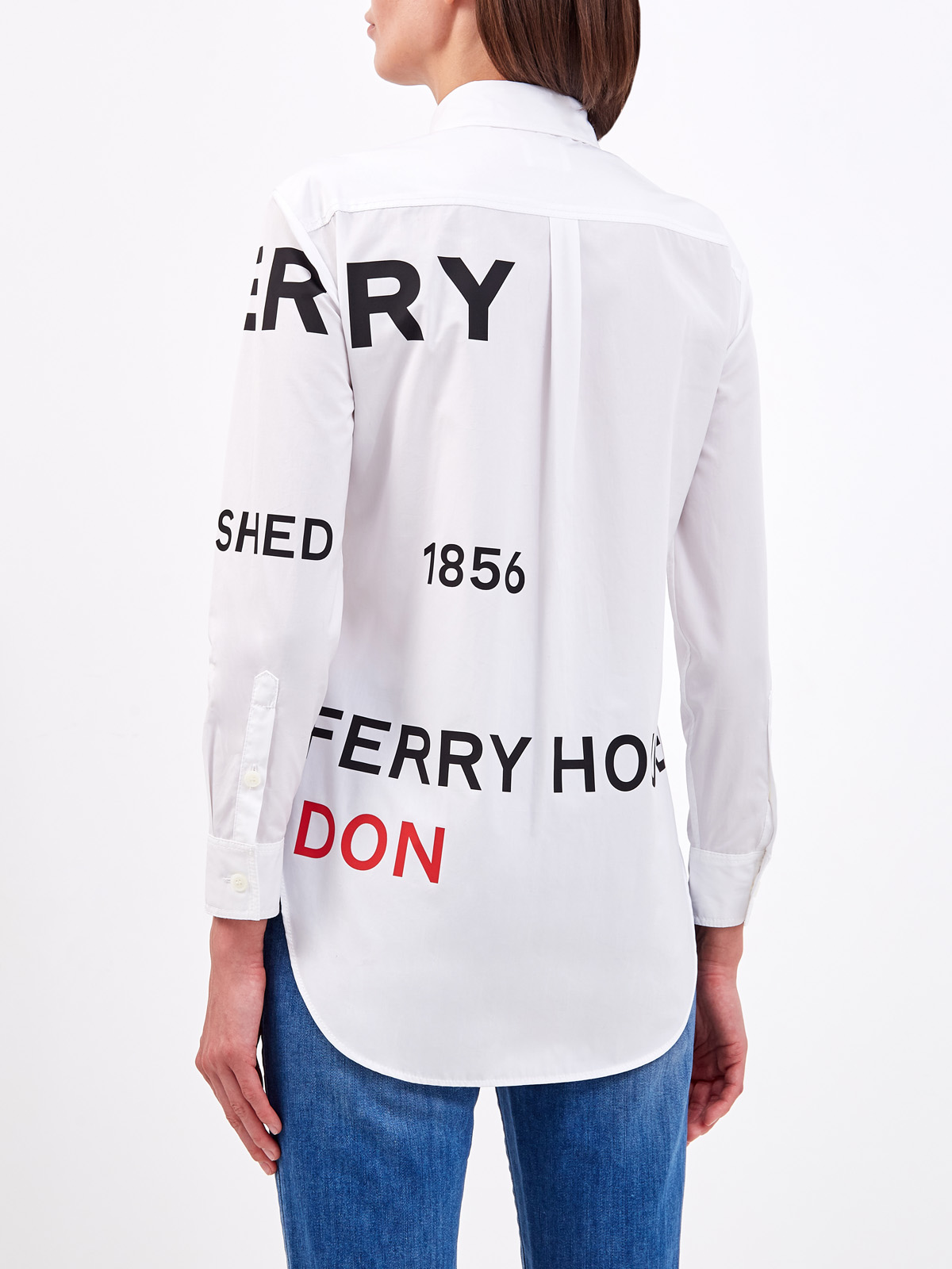 Рубашка Horseferry из хлопкового поплина с принтом BURBERRY, цвет белый, размер XS - фото 4