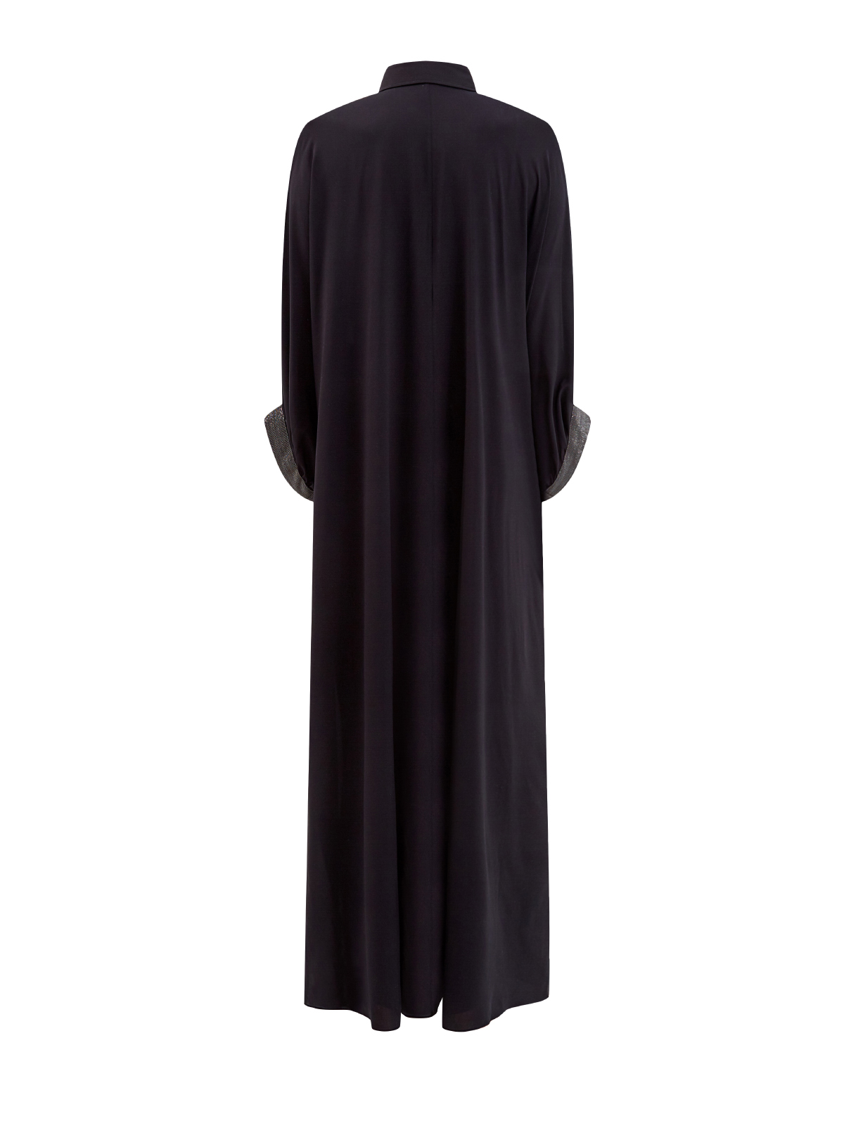 Удлиненная рубашка Tunic из эластичного шелкового жоржета BRUNELLO CUCINELLI, цвет черный, размер 44 - фото 2