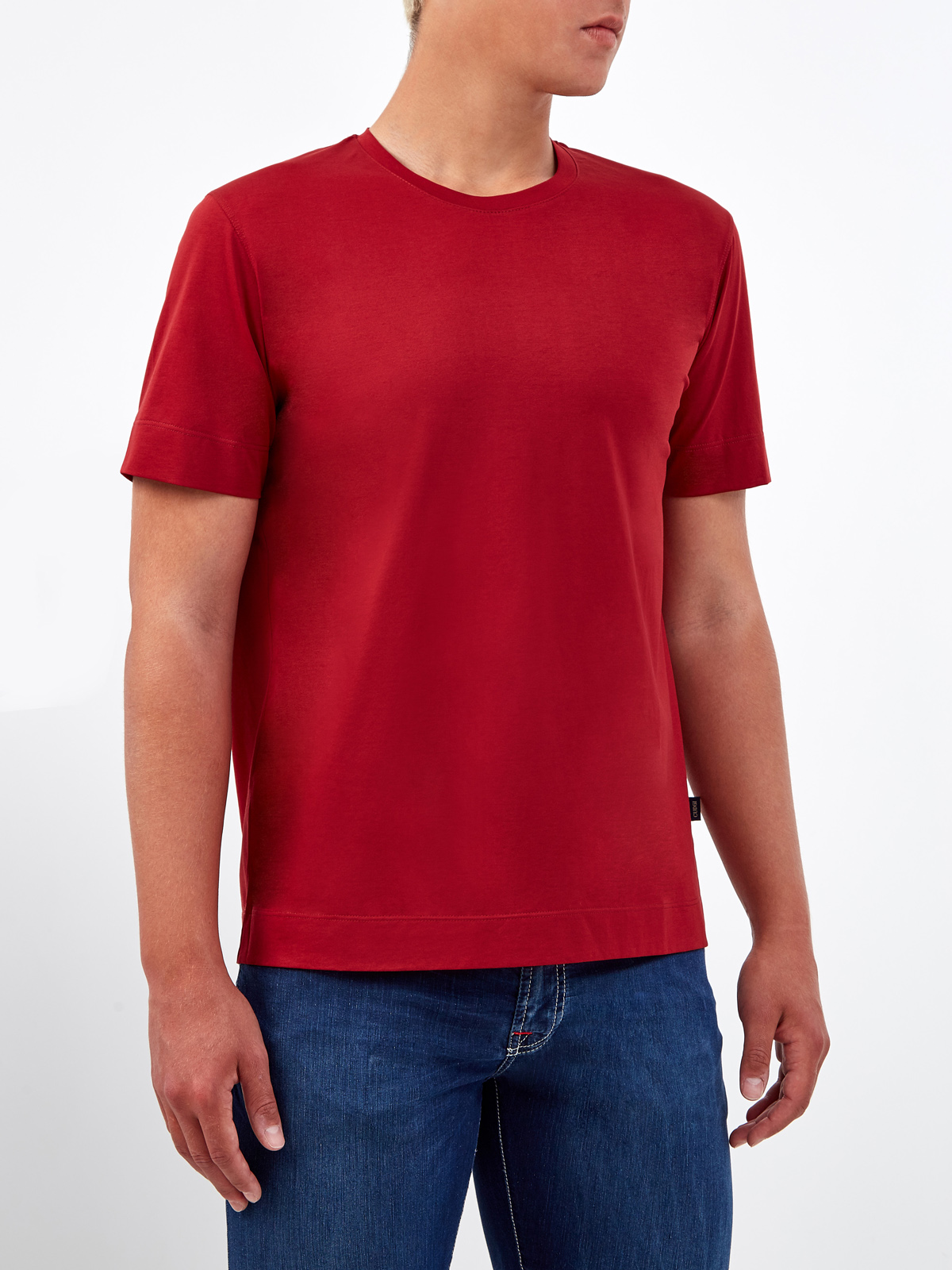 Однотонная футболка из хлопкового джерси CUDGI, цвет красный, размер 50;52;54;56;48 - фото 3