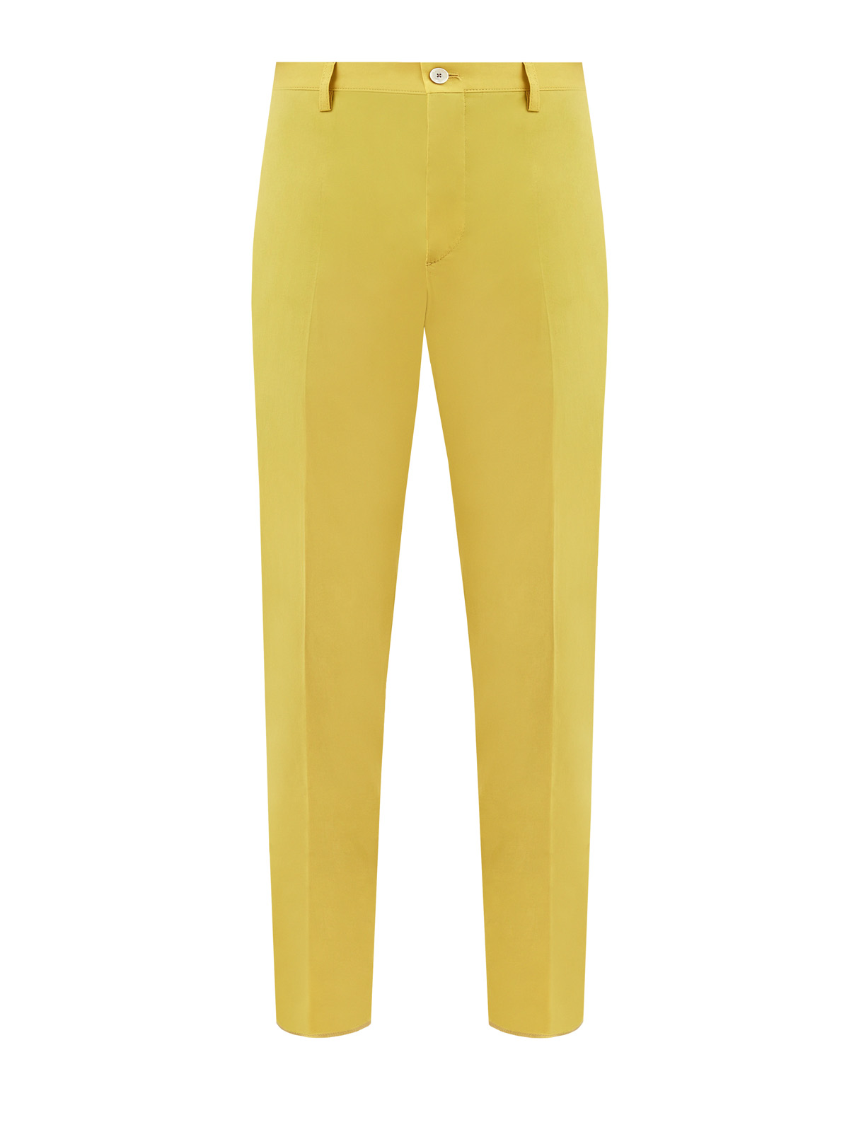 Яркие брюки в стиле leisure из гладкой хлопковой ткани ETRO желтого цвета
