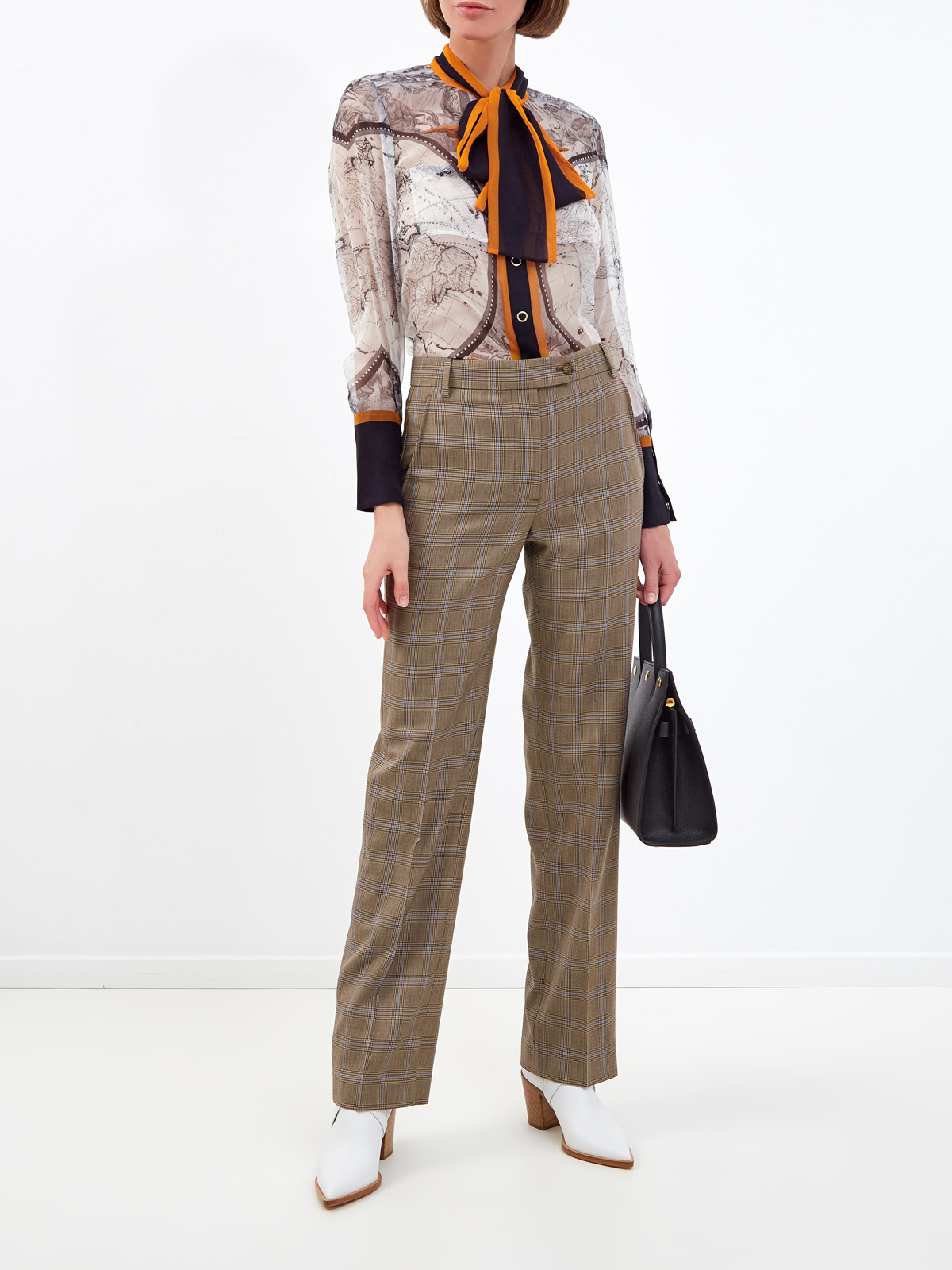 Шерстяные брюки с мелованным принтом в клетку BURBERRY, цвет коричневый, размер M;L;XL - фото 2