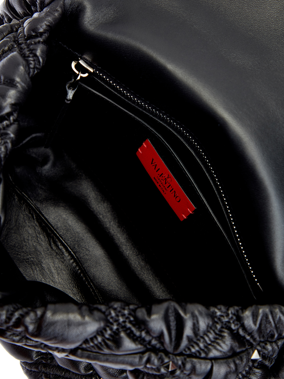 Сумка SpikeMe Bag из гофрированной кожи наппа VALENTINO, цвет черный, размер 37;38;39;40;38.5 - фото 7