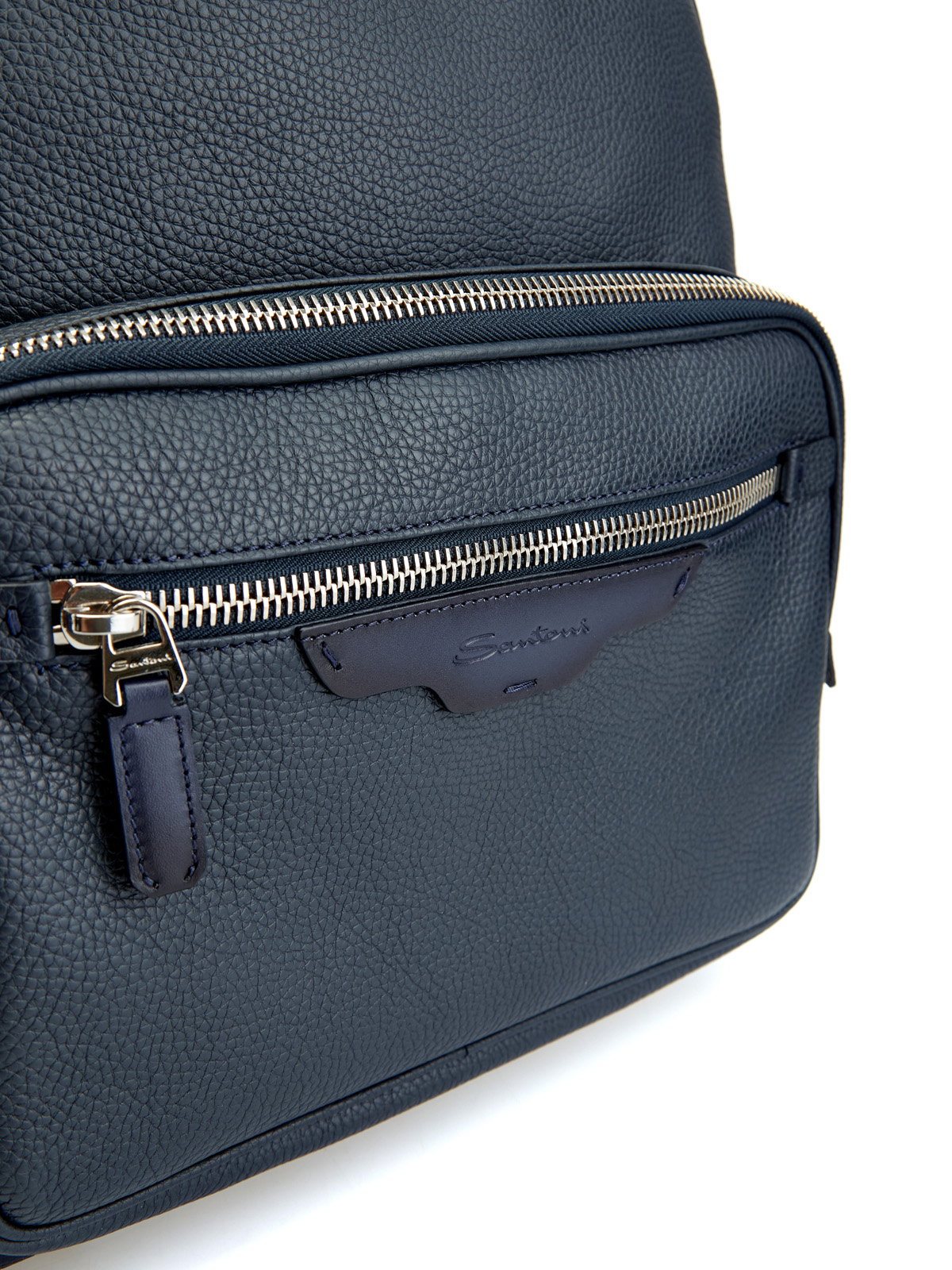 Городской рюкзак из зернистой телячьей кожи с деталями Velatura SANTONI, цвет синий, размер 50;52;56 - фото 5