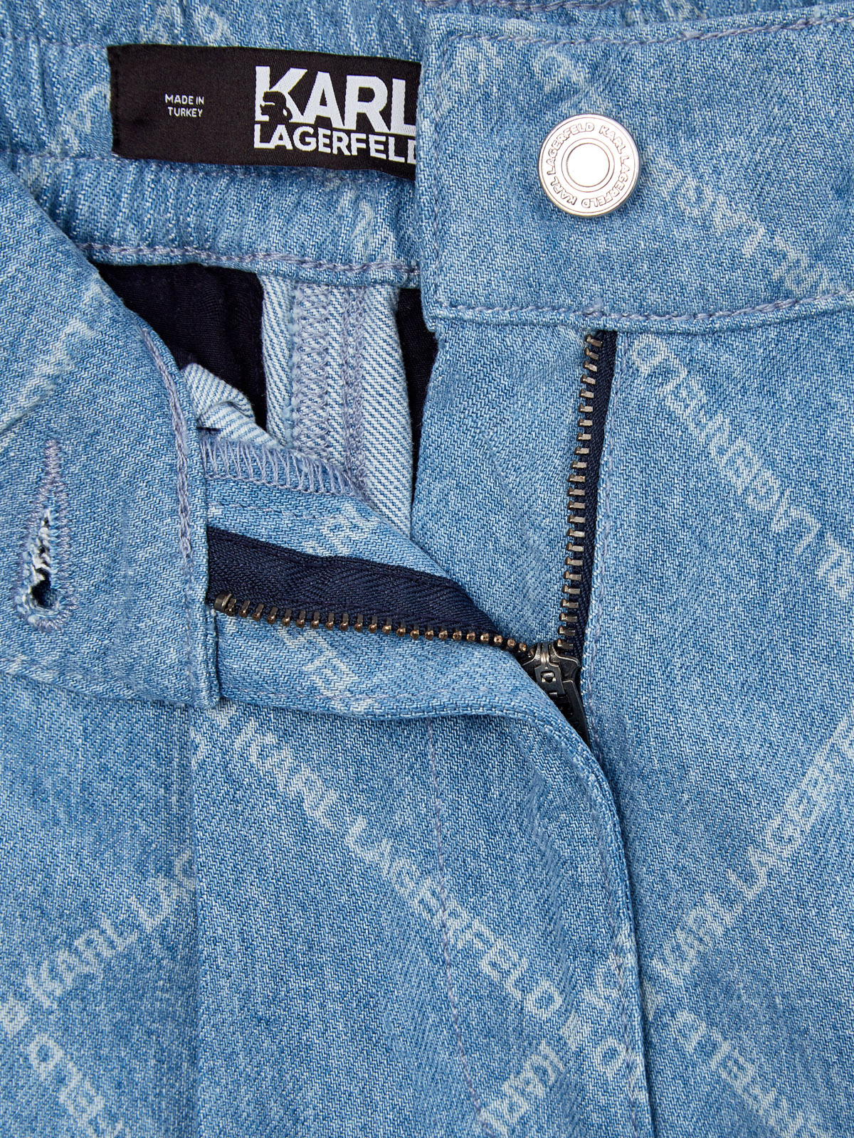 Легкие шорты из лиоцелла с эластичным поясом и принтом KARL LAGERFELD, цвет синий, размер XS;L;S - фото 6