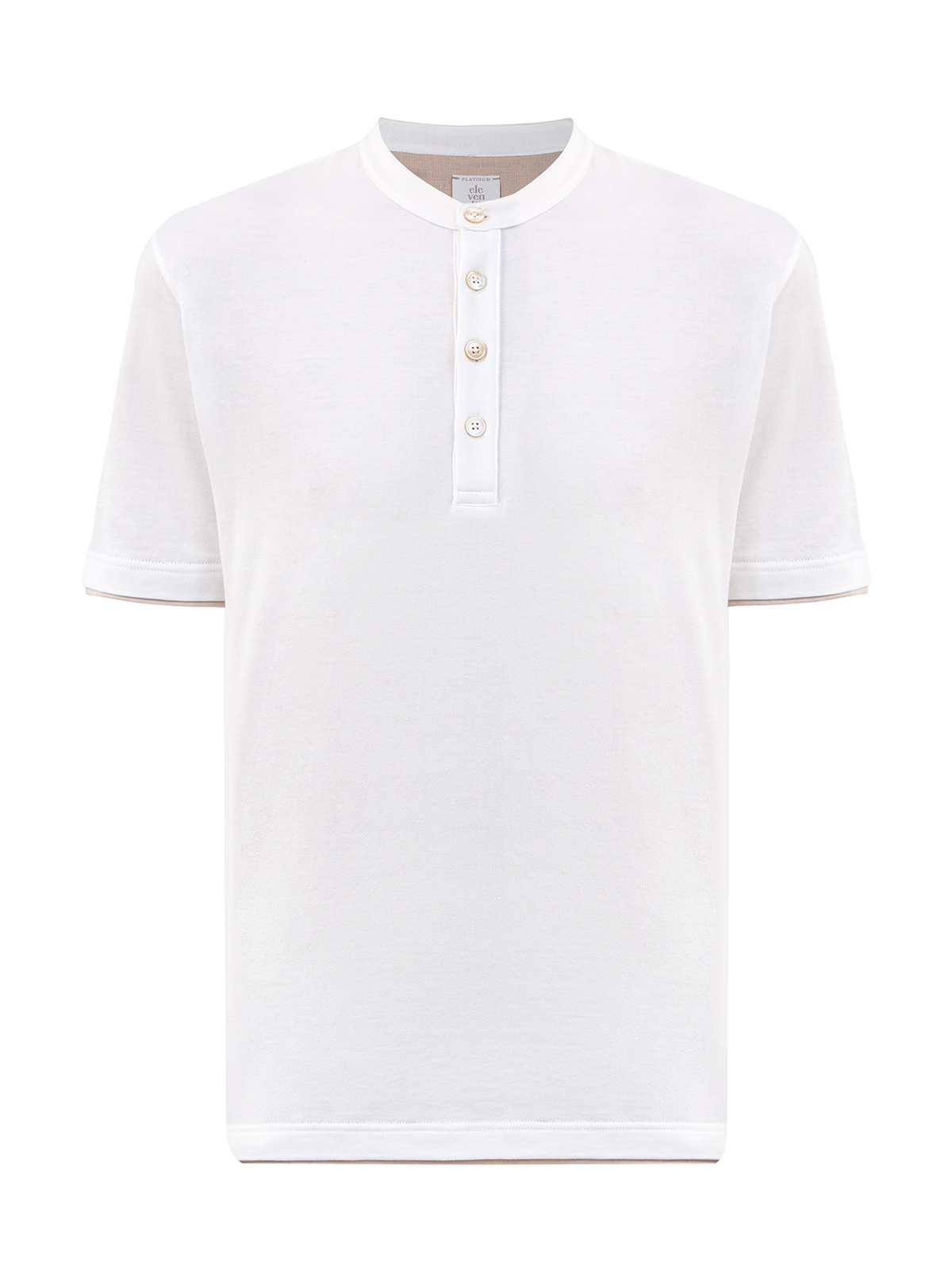 Хлопковая футболка с застежкой на пуговицы и двойной окантовкой ELEVENTY, цвет белый, размер 48;50;52;54;56 - фото 1