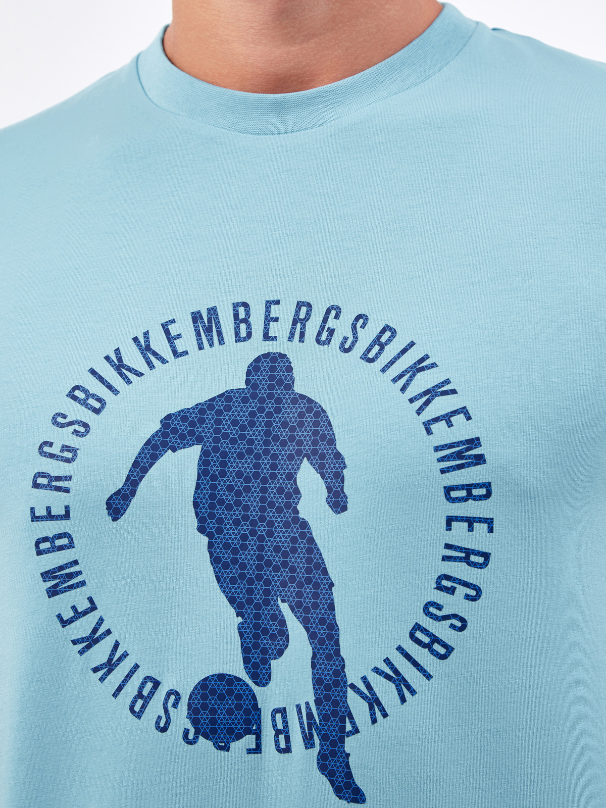 Футболка из эластичного хлопка с культовым принтом Soccer BIKKEMBERGS, цвет голубой, размер S;L;XL;2XL - фото 4